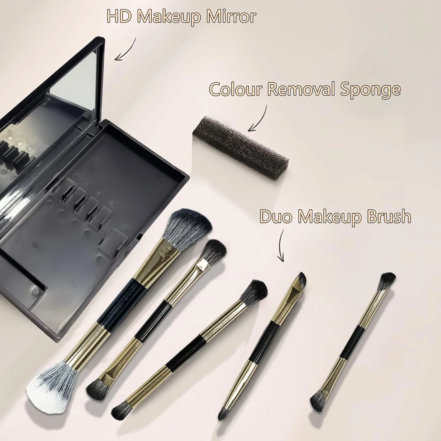 ست براش سایه چشم دو طرفه، ست براش آرایشی کابوکی، براش زاویه دار کرم پودر، براش کانتور بینی و صورت، براش ترکیب سایه ابرو و خط چشم، کیت آرایشی مسافرتی با آینه فشرده قابل حمل، 5 تکه طلایی ست براش سایه چشم دو طرفه، ست براش آرایشی کابوکی، براش زاویه دار کرم پودر، براش کانتور بینی و صورت، براش ترکیب سایه ابرو و خط چشم، کیت آرایشی مسافرتی با آینه فشرده قابل حمل، 5 تکه طلایی