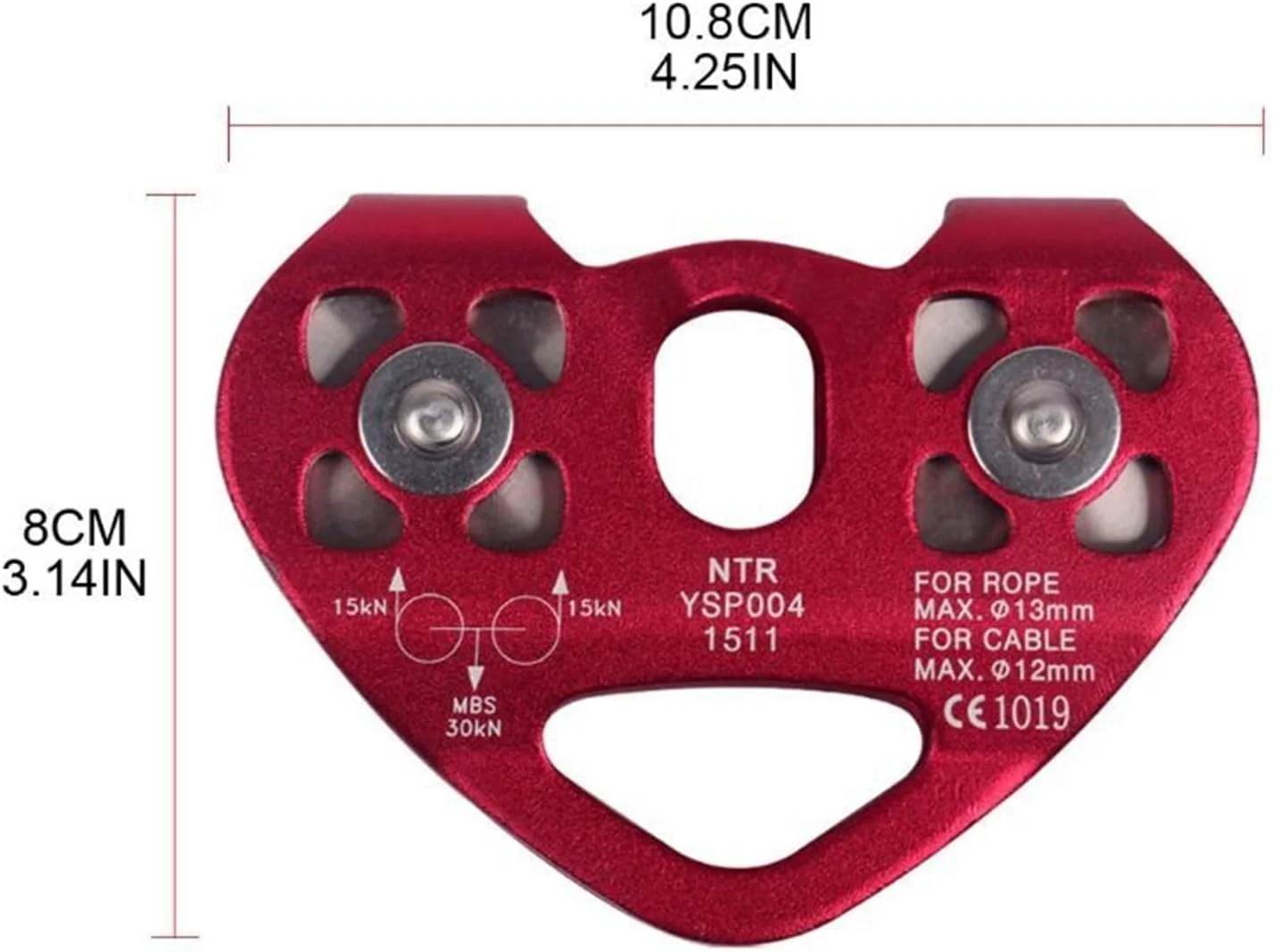 قرقره دوبل UTOYA، قرقره ترولی آلومینیومی برای صخره نوردی، کوهنوردی و نجات (رنگ: Hortel)
