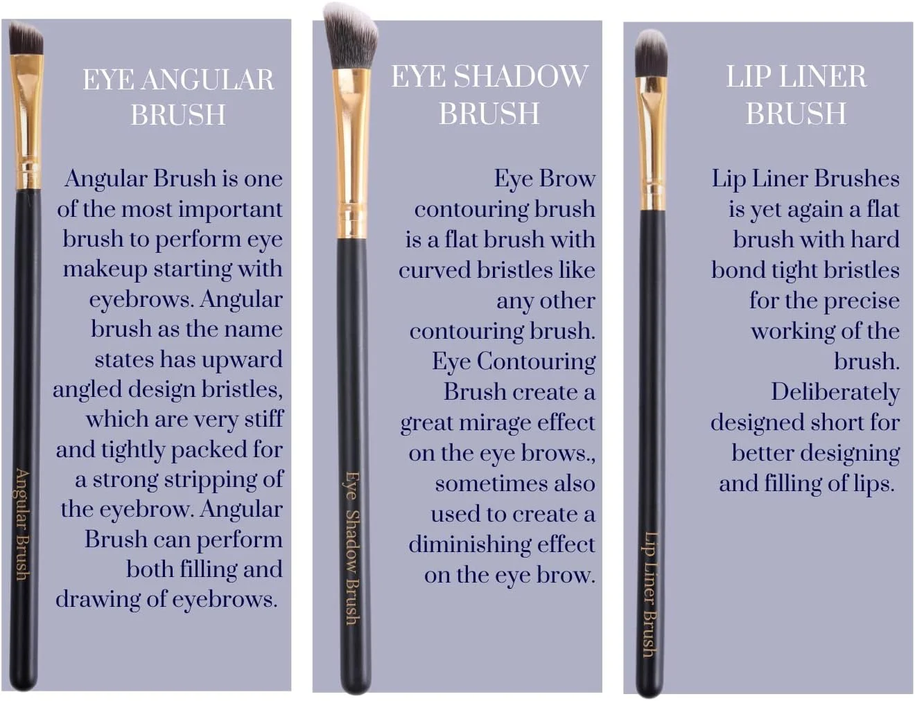 ست برس آرایشی چشم دوریس براون، شامل برس ترکیب سایه چشم، برس پخش کننده، برس کرم پودر چشم، برس پایه چشم و برس خط چشم