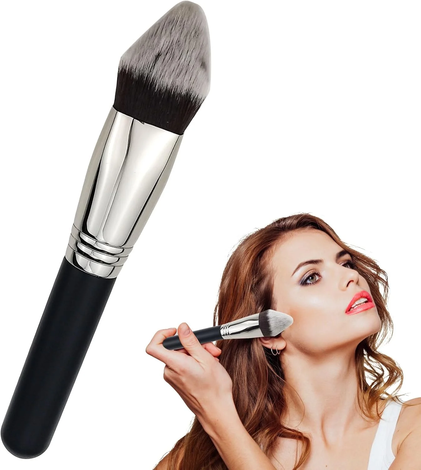 براش های آرایشی کرم پودر DonLeeving، براش آرایشی با کیفیت بالا، براش کرم پودر حرفه ای 4D، کانسیلر، براش صاف کننده، ترکیب کننده و براش صورت برای مایع، کرم و پودر تثبیت کننده