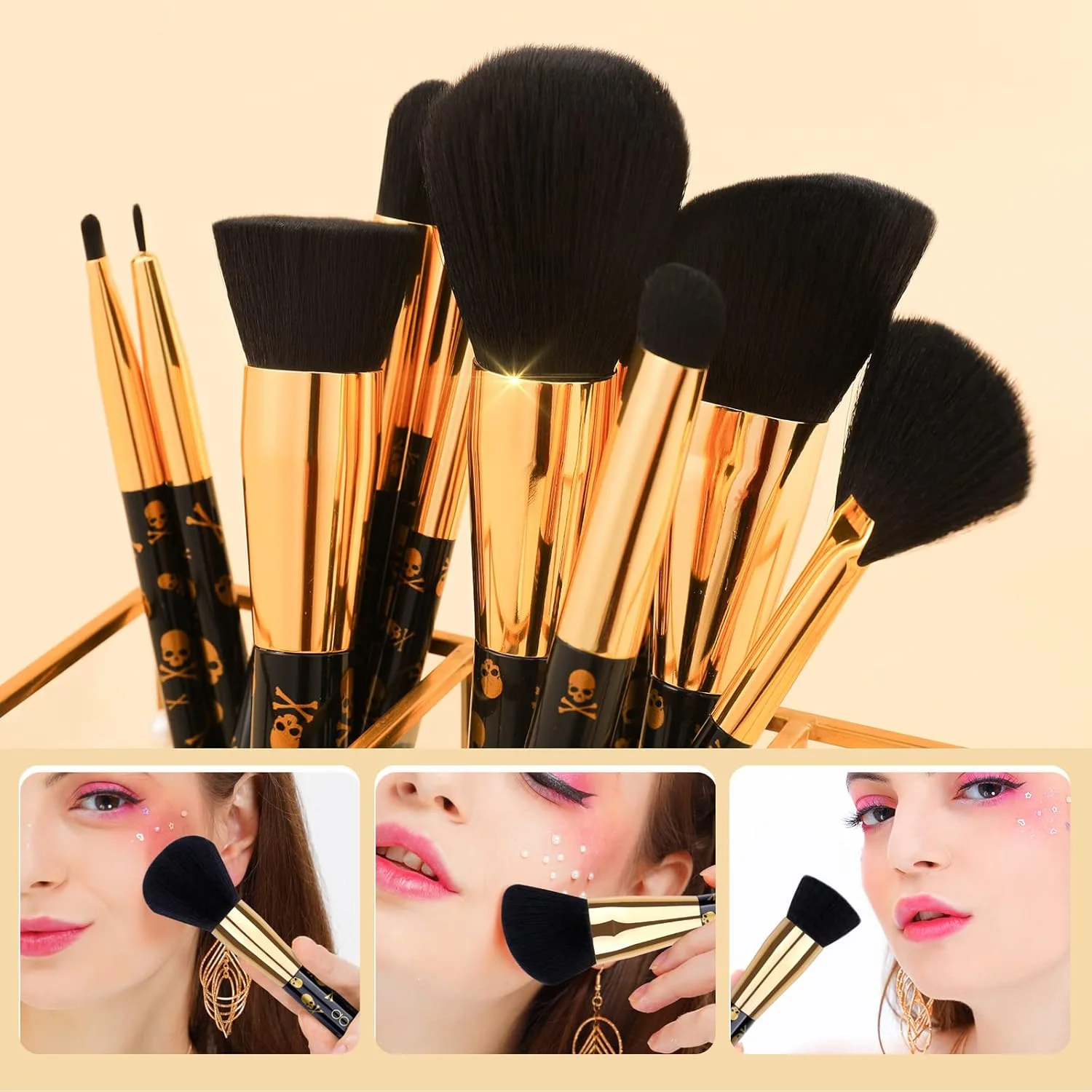 ست براش آرایشی 12 عددی Docolor Goth، شامل براش های فونداسیون، کانتور، سایه چشم و سایر براش های آرایشی ست براش آرایشی 12 عددی Docolor Goth، شامل براش های فونداسیون، کانتور، سایه چشم و سایر براش های آرایشی