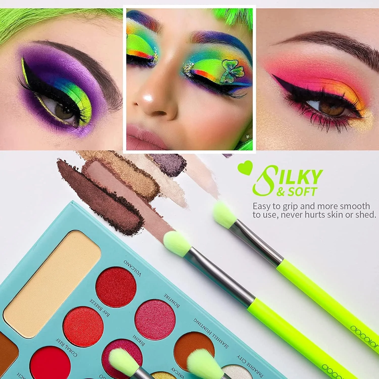 docolor ست برس سایه چشم 15 عددی، برس های آرایش چشم حرفه ای با دسته های چوبی ممتاز برای سایه چشم، کانسیلر، ابرو، مژه و خط چشم سبز نئونی docolor ست برس سایه چشم 15 عددی، برس های آرایش چشم حرفه ای با دسته های چوبی ممتاز برای سایه چشم، کانسیلر، ابرو، مژه و خط چشم سبز نئونی