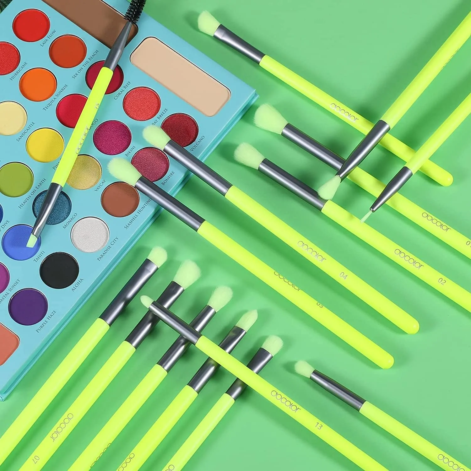 docolor ست برس سایه چشم 15 عددی، برس های آرایش چشم حرفه ای با دسته های چوبی ممتاز برای سایه چشم، کانسیلر، ابرو، مژه و خط چشم سبز نئونی docolor ست برس سایه چشم 15 عددی، برس های آرایش چشم حرفه ای با دسته های چوبی ممتاز برای سایه چشم، کانسیلر، ابرو، مژه و خط چشم سبز نئونی