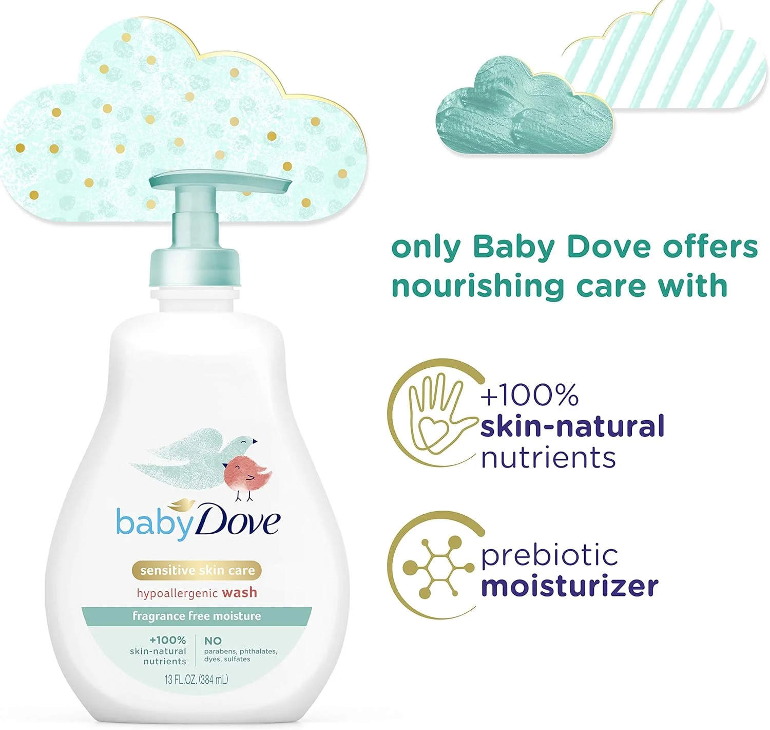 شامپو سر و بدن کودک Baby Dove مخصوص پوست حساس، بدون عطر، مرطوب کننده، ضد حساسیت، از بین برنده باکتری، 384 میلی لیتر شامپو سر و بدن کودک Baby Dove مخصوص پوست حساس، بدون عطر، مرطوب کننده، ضد حساسیت، از بین برنده باکتری، 384 میلی لیتر