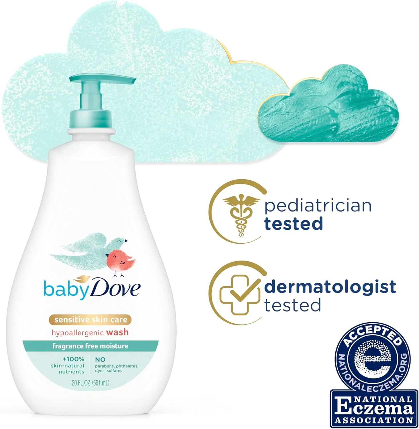 شامپو سر و بدن کودک Baby Dove مخصوص پوست حساس، بدون عطر، مرطوب کننده، ضد حساسیت، از بین برنده باکتری، 591 میلی لیتر شامپو سر و بدن کودک Baby Dove مخصوص پوست حساس، بدون عطر، مرطوب کننده، ضد حساسیت، از بین برنده باکتری، 591 میلی لیتر