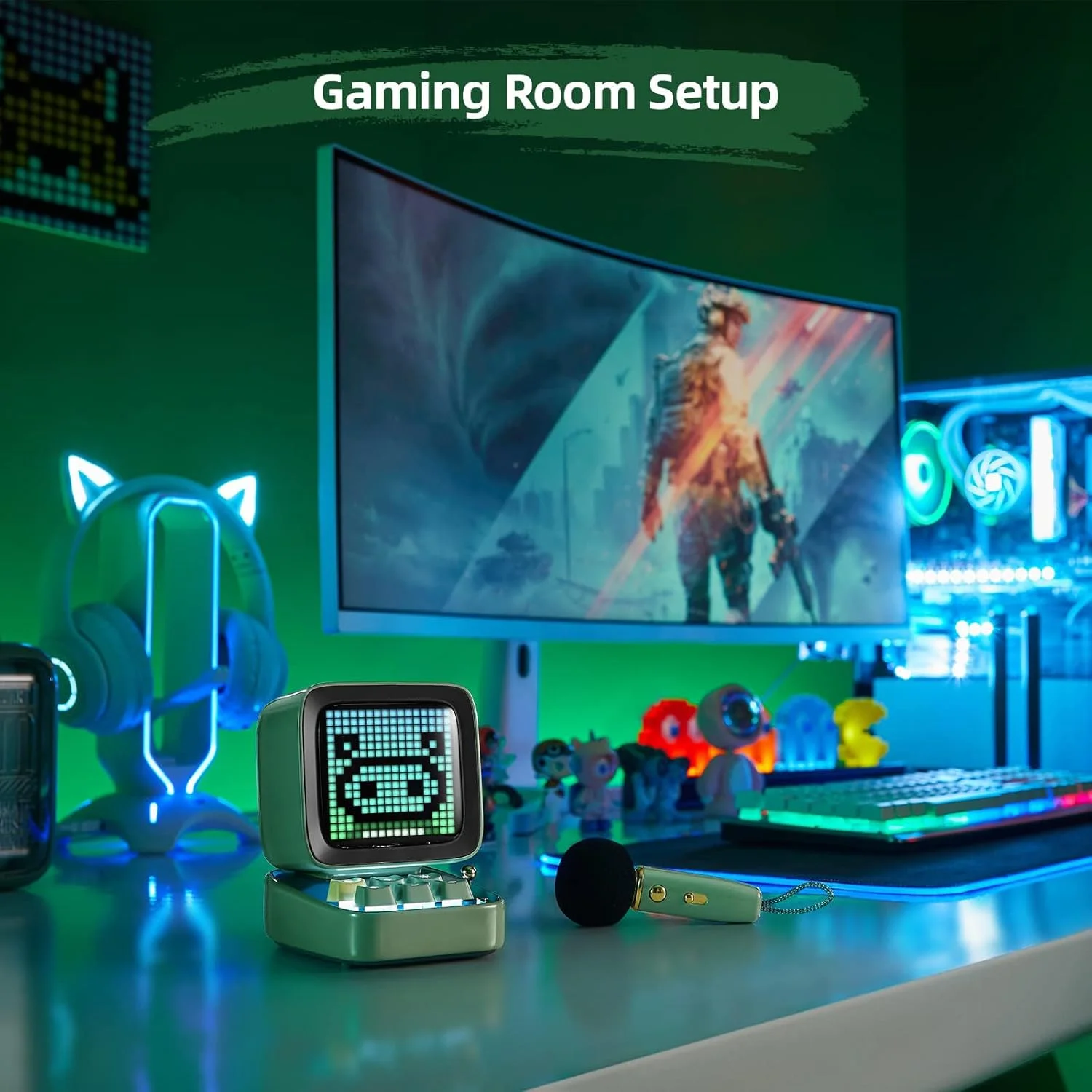 اسپیکر بلوتوثی بازی رترو پیکسل آرت، کیبورد RGB و دکور رومیزی نمایشگر پیکسلی، حالت های مختلف صدا، با میکروفون کارائوکه و صفحه نمایش LED 16X16 با کنترل اپلیکیشن، برای مهمانی خانگی (سبز) اسپیکر بلوتوثی بازی رترو پیکسل آرت، کیبورد RGB و دکور رومیزی نمایشگر پیکسلی، حالت های مختلف صدا، با میکروفون کارائوکه و صفحه نمایش LED 16X16 با کنترل اپلیکیشن، برای مهمانی خانگی (سبز)