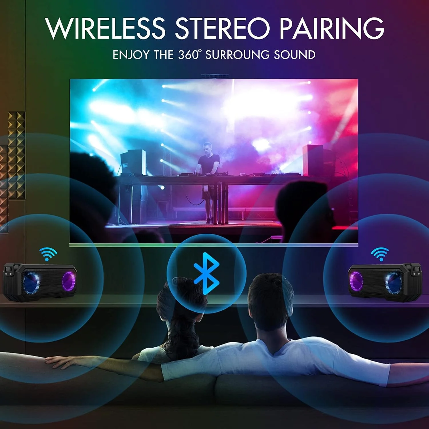 اسپیکر بلوتوثی قابل حمل KASTWAVE، اسپیکر بی سیم ضد آب IPX7 با صدای استریو بلند 16 واتی، اسپیکرهای فضای باز با بلوتوث 5.0، 12 ساعت پخش اسپیکر بلوتوثی قابل حمل KASTWAVE، اسپیکر بی سیم ضد آب IPX7 با صدای استریو بلند 16 واتی، اسپیکرهای فضای باز با بلوتوث 5.0، 12 ساعت پخش