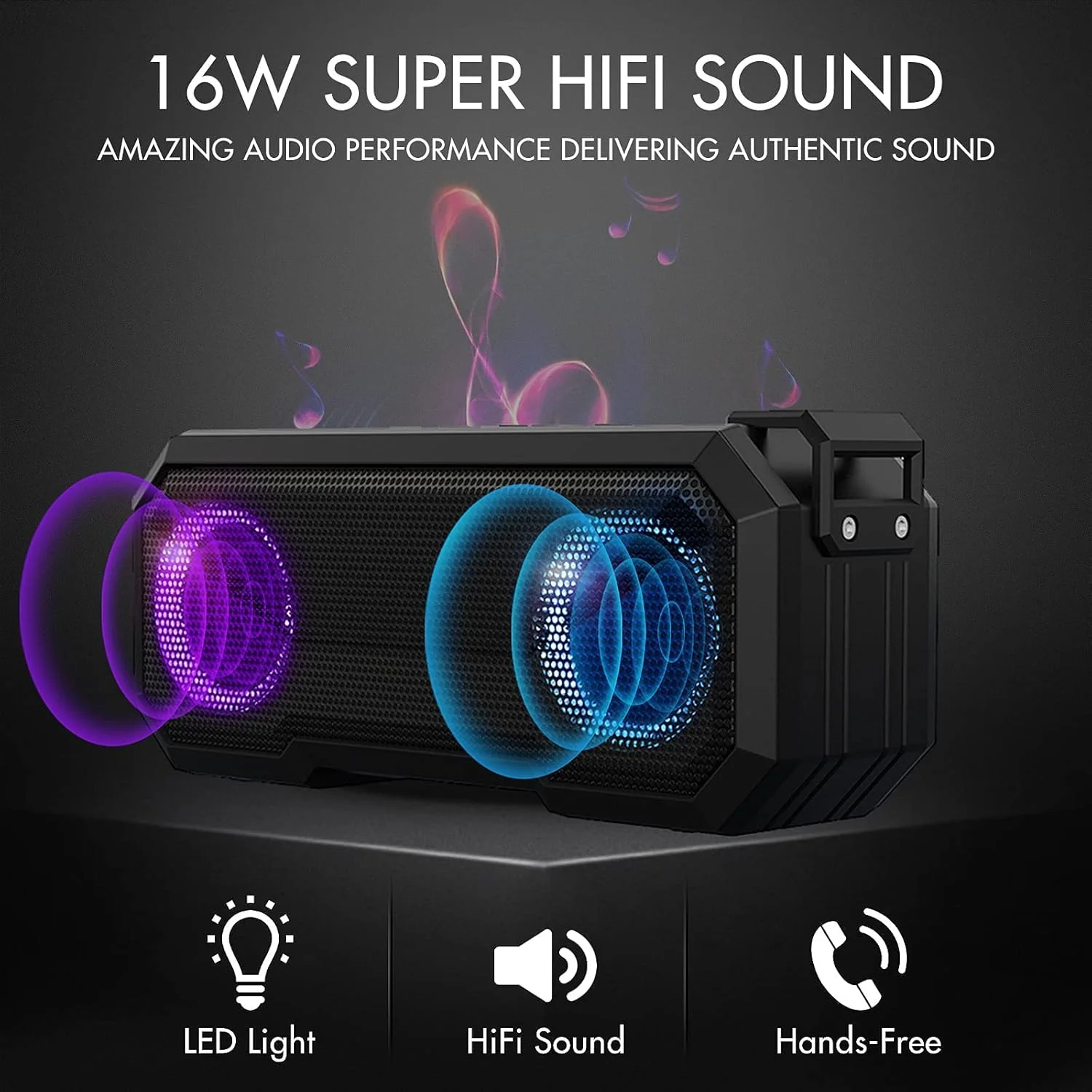 اسپیکر بلوتوثی قابل حمل ضد آب KASTWAVE با صدای استریو 16 واتی، بلوتوث 5.0، 12 ساعت پخش برای ماجراجویی در فضای باز اسپیکر بلوتوثی قابل حمل ضد آب KASTWAVE با صدای استریو 16 واتی، بلوتوث 5.0، 12 ساعت پخش برای ماجراجویی در فضای باز