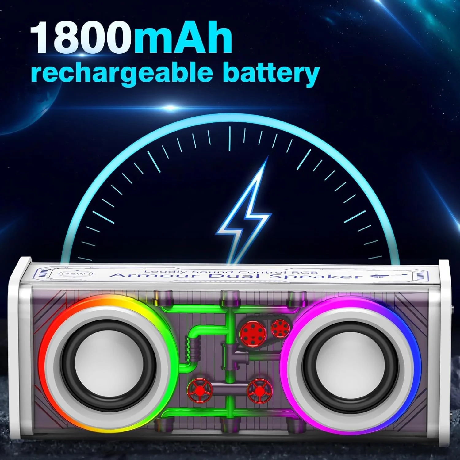 اسپیکر بلوتوثی، اسپیکر بیسیم قابل حمل با صدای استریو 10 واتی، اسپیکر شفاف با چراغهای رنگارنگ LED، بلوتوث 5.3، جفتسازی TWS، اسپیکر مهمانی برای کمپینگ خانگی، جشن تولد (1 عدد) اسپیکر بلوتوثی، اسپیکر بیسیم قابل حمل با صدای استریو 10 واتی، اسپیکر شفاف با چراغهای رنگارنگ LED، بلوتوث 5.3، جفتسازی TWS، اسپیکر مهمانی برای کمپینگ خانگی، جشن تولد (1 عدد)