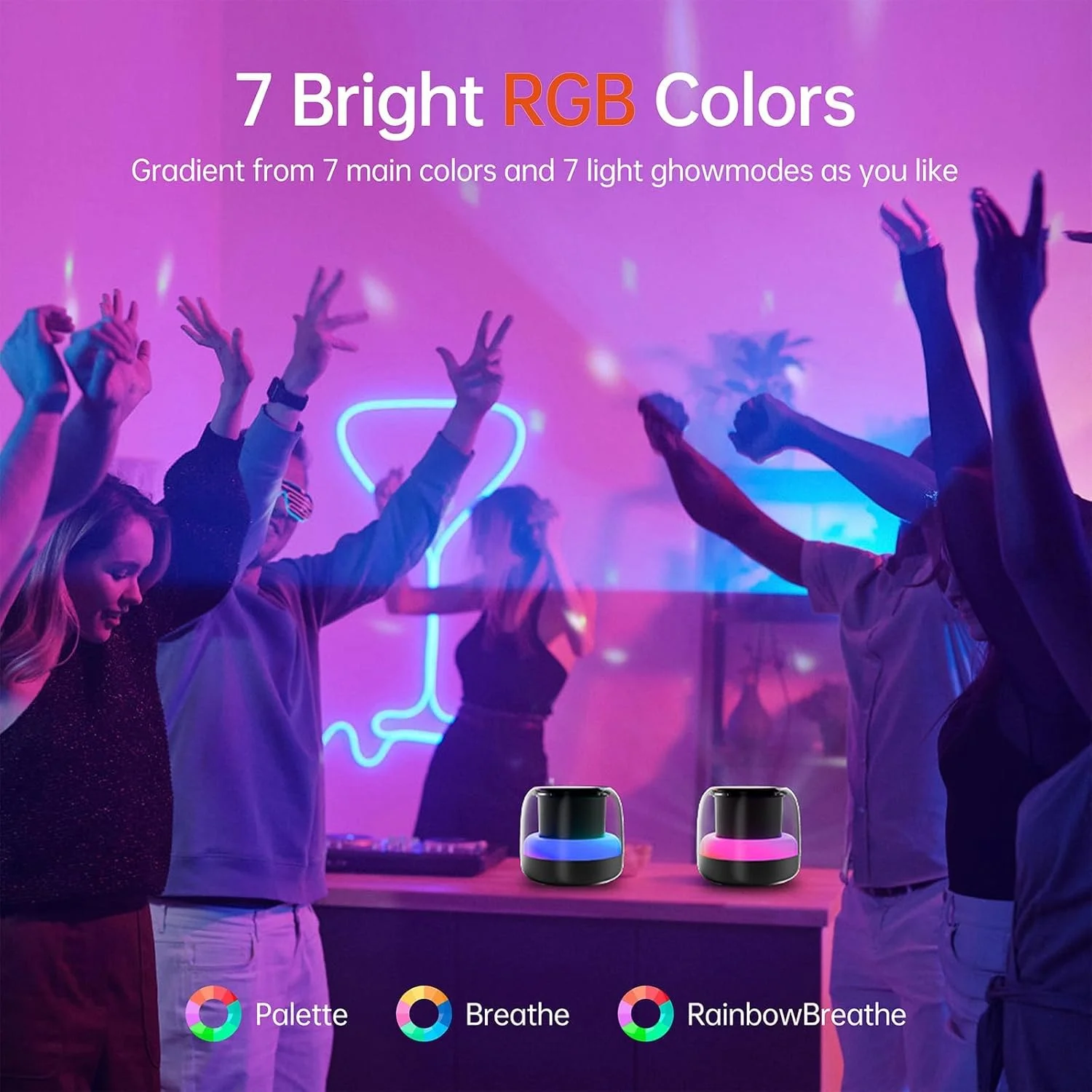 اسپیکر بلوتوثی قابل حمل بلوتوث 5.3 بی سیم با باس قدرتمند، چراغ های LED RGB، جفت سازی دوگانه بلندگو، اسلات کارت TF، صدای استریو HiFi، طراحی ضد آب جمع و جور، باتری قابل شارژ اسپیکر بلوتوثی قابل حمل بلوتوث 5.3 بی سیم با باس قدرتمند، چراغ های LED RGB، جفت سازی دوگانه بلندگو، اسلات کارت TF، صدای استریو HiFi، طراحی ضد آب جمع و جور، باتری قابل شارژ