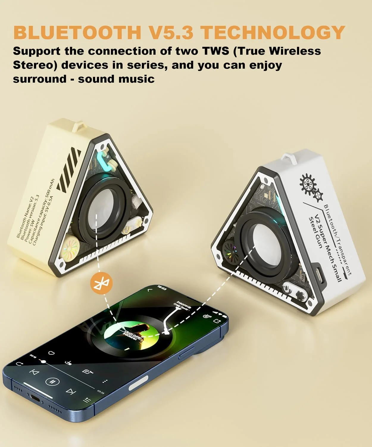 اسپیکر بلوتوثی بیسیم قابل حمل کوچک با چراغهای LED دینامیک، جفتسازی استریو TWS، ضد آب IPX5، میکروفون داخلی و بند آویز، اسپیکر جمع و جور مناسب فضای باز و خانه برای مسافرت، ساحل، مهمانیها - سفید اسپیکر بلوتوثی بیسیم قابل حمل کوچک با چراغهای LED دینامیک، جفتسازی استریو TWS، ضد آب IPX5، میکروفون داخلی و بند آویز، اسپیکر جمع و جور مناسب فضای باز و خانه برای مسافرت، ساحل، مهمانیها - سفید