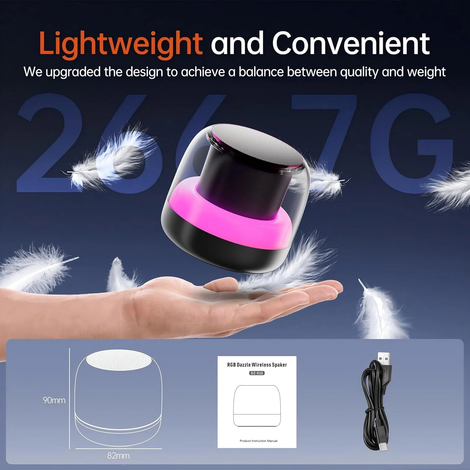 اسپیکر بلوتوثی قابل حمل بلوتوث 5.3 بی سیم با باس قدرتمند، چراغ های LED RGB، جفت سازی دوگانه بلندگو، اسلات کارت TF، صدای استریو HiFi، طراحی ضد آب جمع و جور، باتری قابل شارژ اسپیکر بلوتوثی قابل حمل بلوتوث 5.3 بی سیم با باس قدرتمند، چراغ های LED RGB، جفت سازی دوگانه بلندگو، اسلات کارت TF، صدای استریو HiFi، طراحی ضد آب جمع و جور، باتری قابل شارژ
