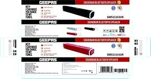 اسپیکر بلوتوثی Geepas GMS11141UK - اسپیکر بلوتوثی با بیس قوی با قابلیت تماس هندزفری | BT/USB/TF/FM/AUX | باتری 1500mAh | ایده آل برای مهمانی ها، فیلم ها، بازی کردن و موارد دیگر | 2 سال گارانتی اسپیکر بلوتوثی Geepas GMS11141UK - اسپیکر بلوتوثی با بیس قوی با قابلیت تماس هندزفری | BT/USB/TF/FM/AUX | باتری 1500mAh | ایده آل برای مهمانی ها، فیلم ها، بازی کردن و موارد دیگر | 2 سال گارانتی