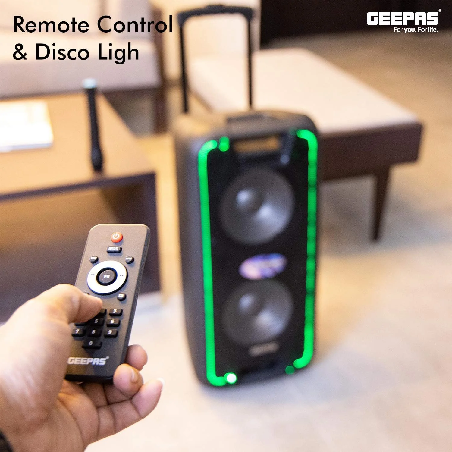 سیستم اسپیکر حرفه ای قابل حمل و شارژی Geepas GMS8574 سیستم اسپیکر حرفه ای قابل حمل و شارژی Geepas GMS8574