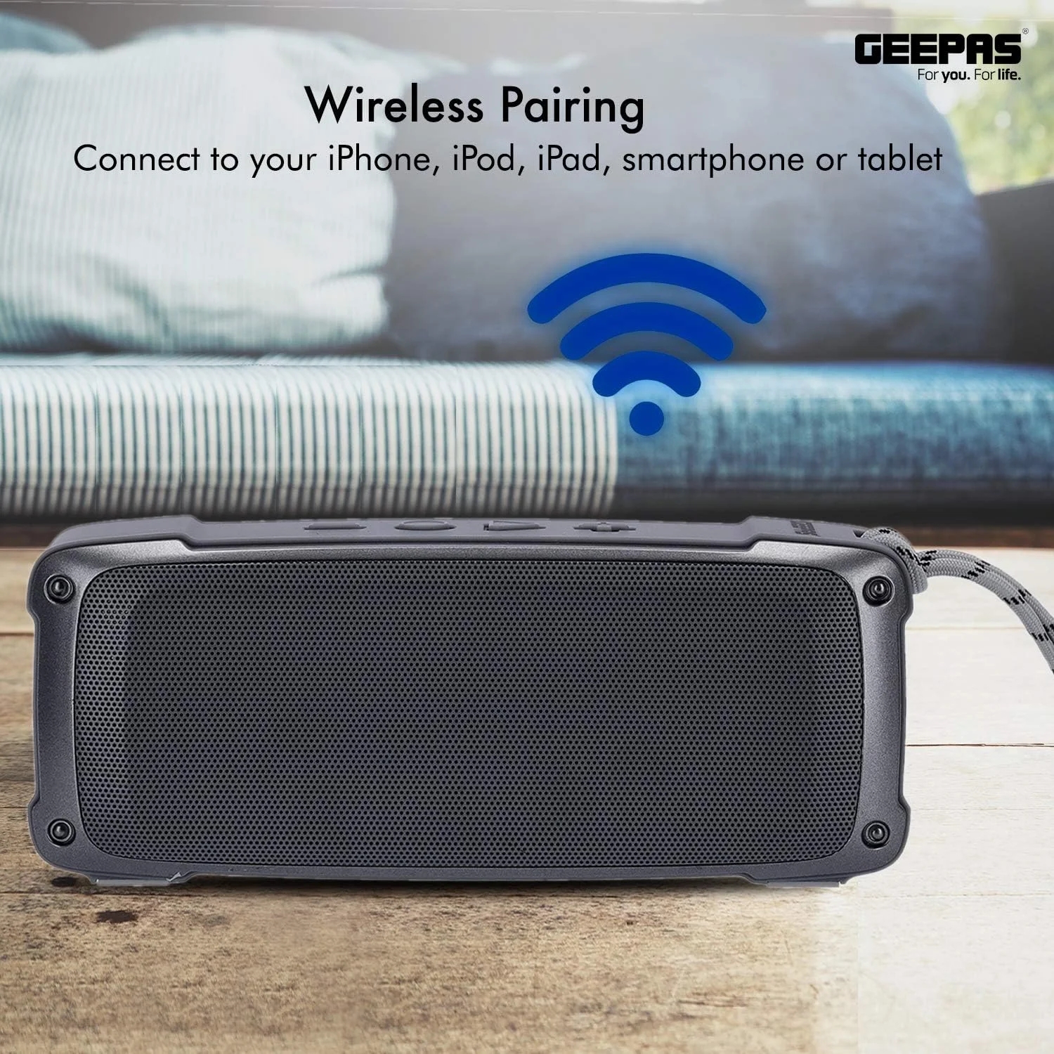 اسپیکر بلوتوثی قابل شارژ Geepas GMS11182 - اسپیکرهای بی سیم قابل حمل با زمان پخش طولانی، باتری 1200 میلی آمپر ساعتی با باس قدرتمند، پخش کارت TF، AUX، USB - بلندگوی قدرتمند برای مهمانی های خانگی و فضای باز اسپیکر بلوتوثی قابل شارژ Geepas GMS11182 - اسپیکرهای بی سیم قابل حمل با زمان پخش طولانی، باتری 1200 میلی آمپر ساعتی با باس قدرتمند، پخش کارت TF، AUX، USB - بلندگوی قدرتمند برای مهمانی های خانگی و فضای باز