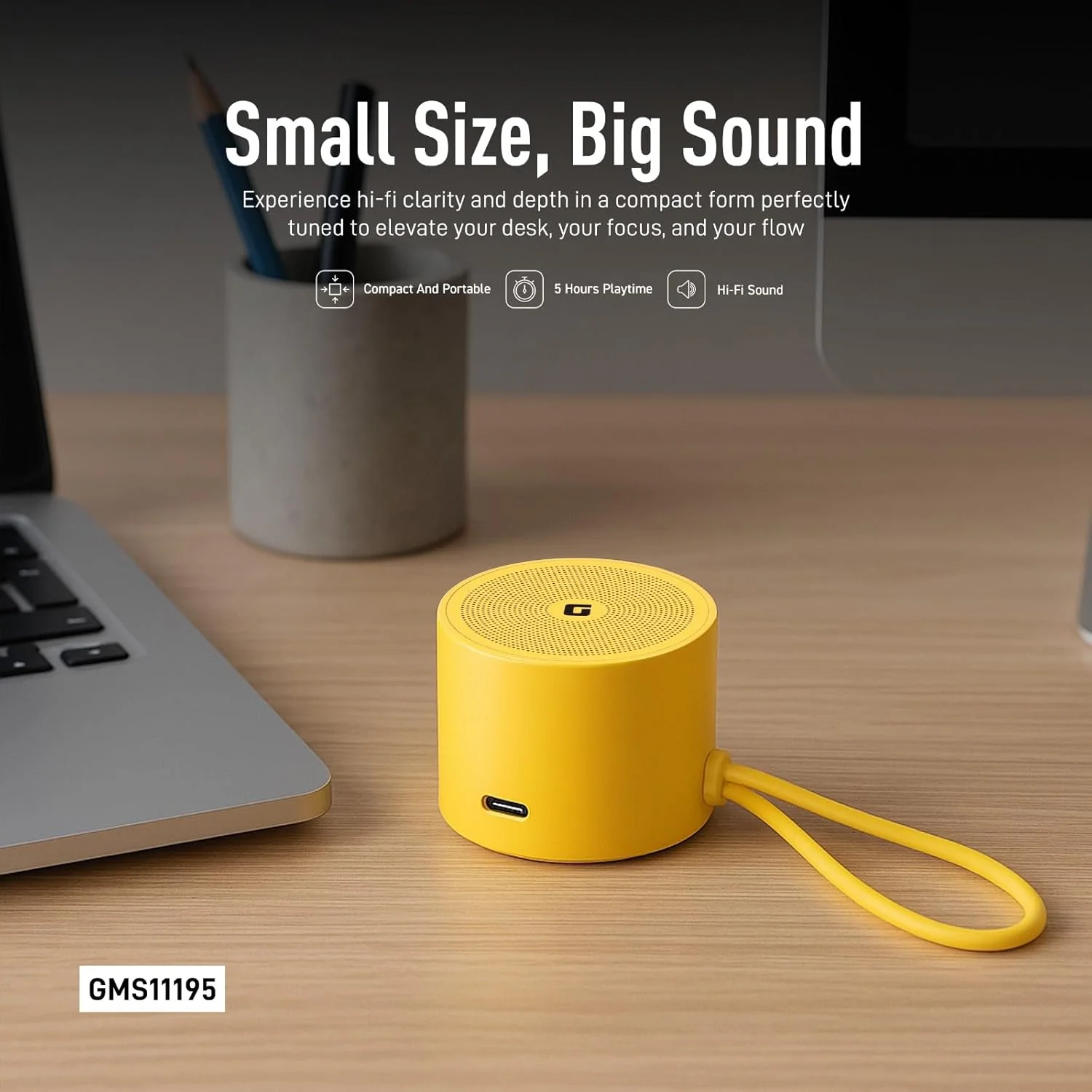 اسپیکر بلوتوثی قابل حمل HiFi مدل GMS11195 – USB-C • 5 ساعت پخش • جمع و جور و قدرتمند اسپیکر بلوتوثی قابل حمل HiFi مدل GMS11195 – USB-C • 5 ساعت پخش • جمع و جور و قدرتمند