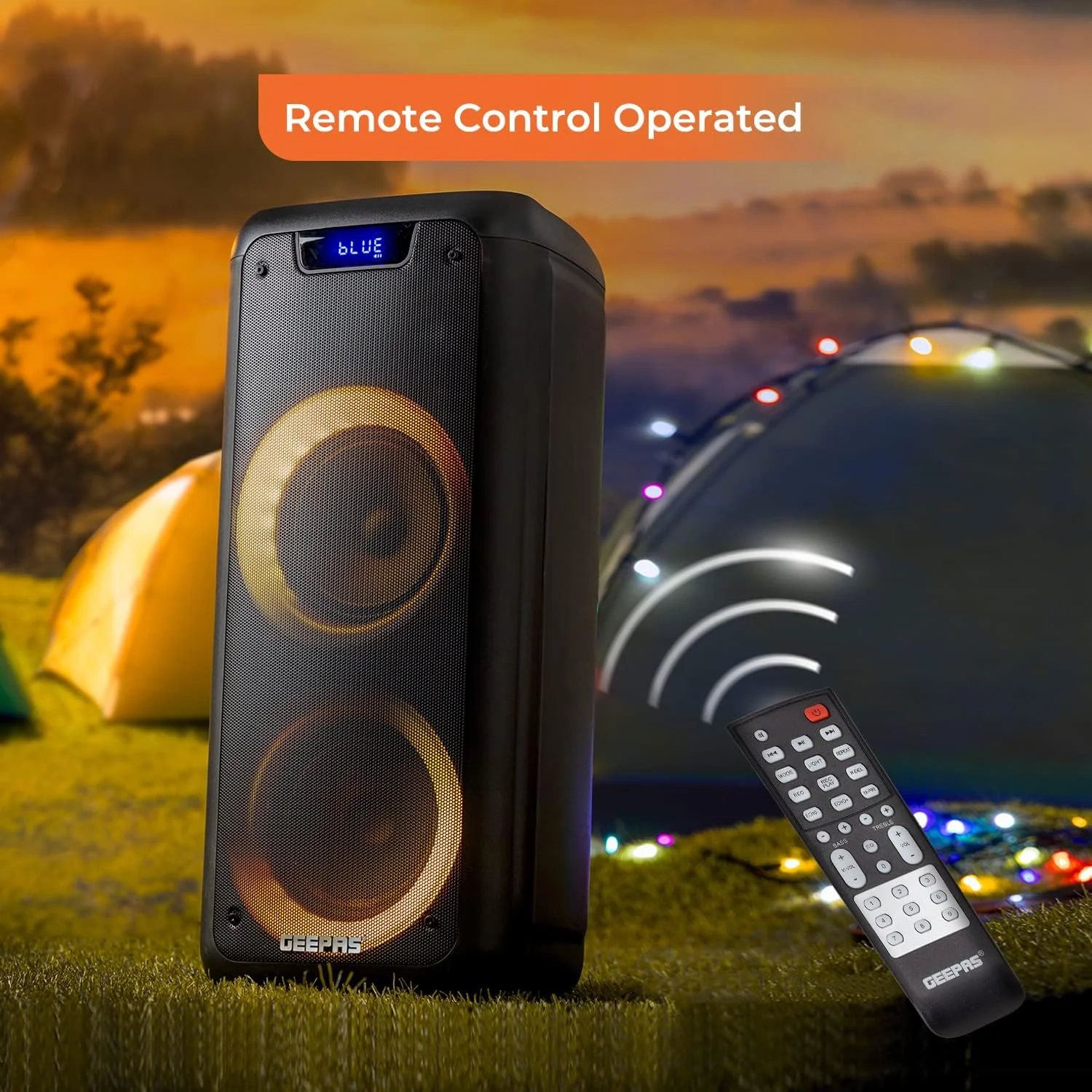 اسپیکر حرفه ای شارژی Geepas، 40000W PMPO، GMS11168 | اتصال TWS، BT/FM/USB/TF Card | صفحه نمایش LED | میکروفون بی سیم | باتری لیتیومی 7.4V/3000mAh اسپیکر حرفه ای شارژی Geepas، 40000W PMPO، GMS11168 | اتصال TWS، BT/FM/USB/TF Card | صفحه نمایش LED | میکروفون بی سیم | باتری لیتیومی 7.4V/3000mAh