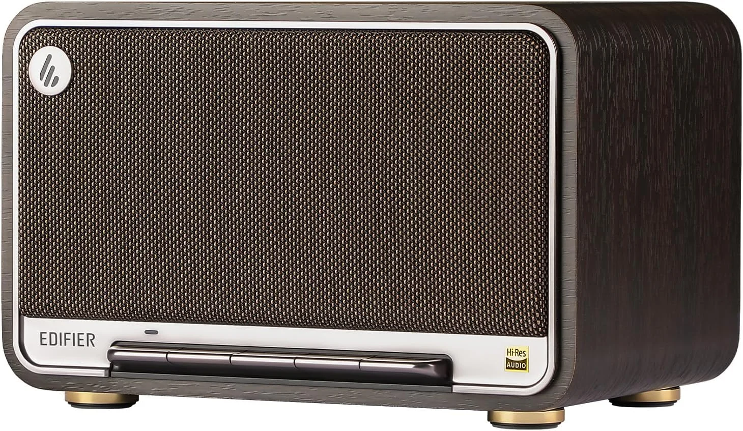 اسپیکر بی‌سیم رومیزی Edifier D32، اسپیکر بلوتوث Hi-Res Audio، اسپیکر ترکیبی رترو قابل حمل، 60 وات RMS، بلوتوث 5.3، 11 ساعت پخش، گردویی مشکی