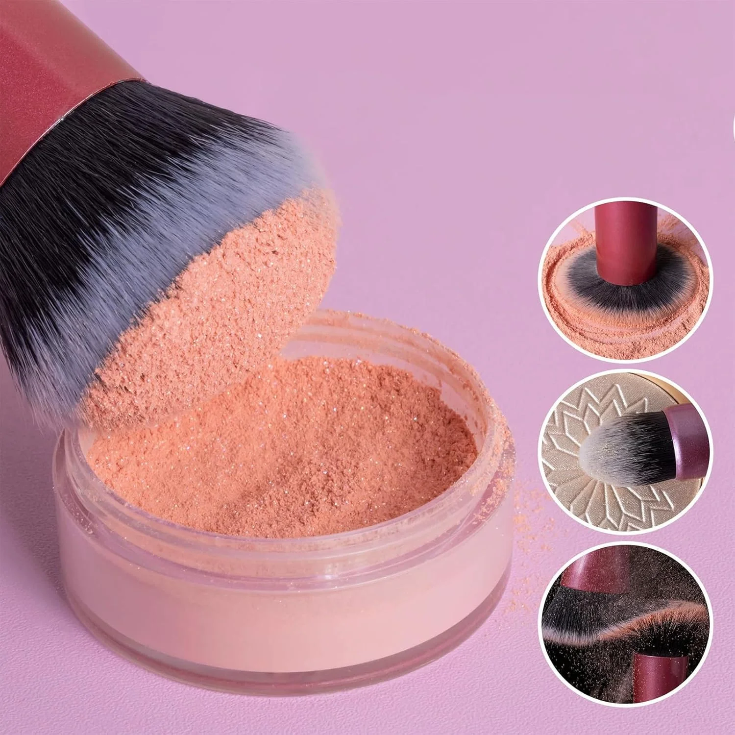 ست برس آرایشی دفسدار 5 تکه، برس های آرایشی و اسفنج بلندر آرایشی برای کرم پودر، رژگونه، برنزر، سایه چشم و پودر، موهای مصنوعی، بدون تست حیوانی ست برس آرایشی دفسدار 5 تکه، برس های آرایشی و اسفنج بلندر آرایشی برای کرم پودر، رژگونه، برنزر، سایه چشم و پودر، موهای مصنوعی، بدون تست حیوانی