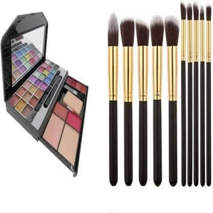 داتناسایاد 9244 و براش آرایشی (ست 2 عددی) 400 گرم (کیت آرایشی چند رنگ، براش مشکی و طلایی)