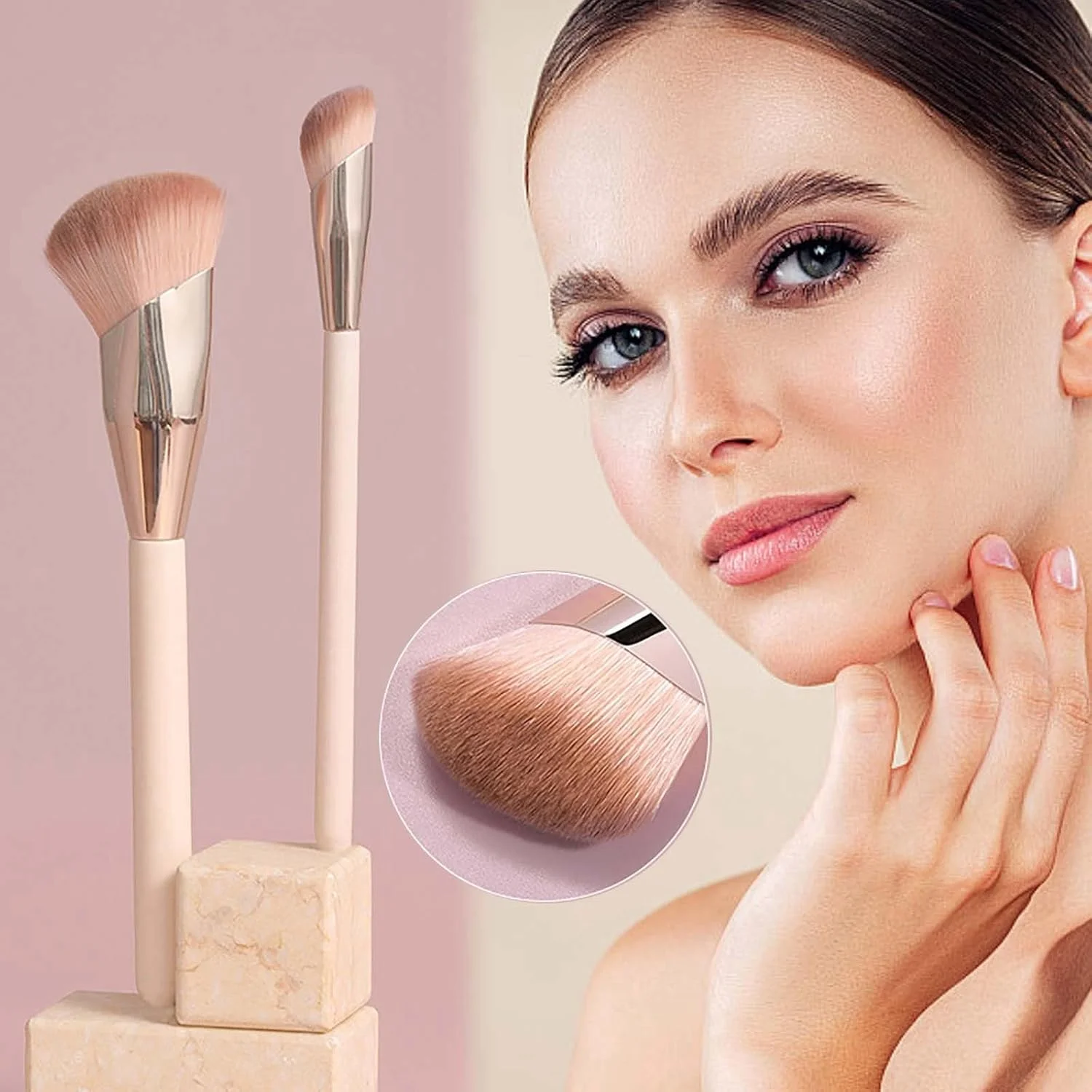 براش کانسیلر، براش کانتور، براش فونداسیون بی نقص برای آرایش مایع، براش های صورت، براش کانسیلر آرایشی برای زیر چشم و کانتور بینی (2 عدد - صورتی) براش کانسیلر، براش کانتور، براش فونداسیون بی نقص برای آرایش مایع، براش های صورت، براش کانسیلر آرایشی برای زیر چشم و کانتور بینی (2 عدد - صورتی)
