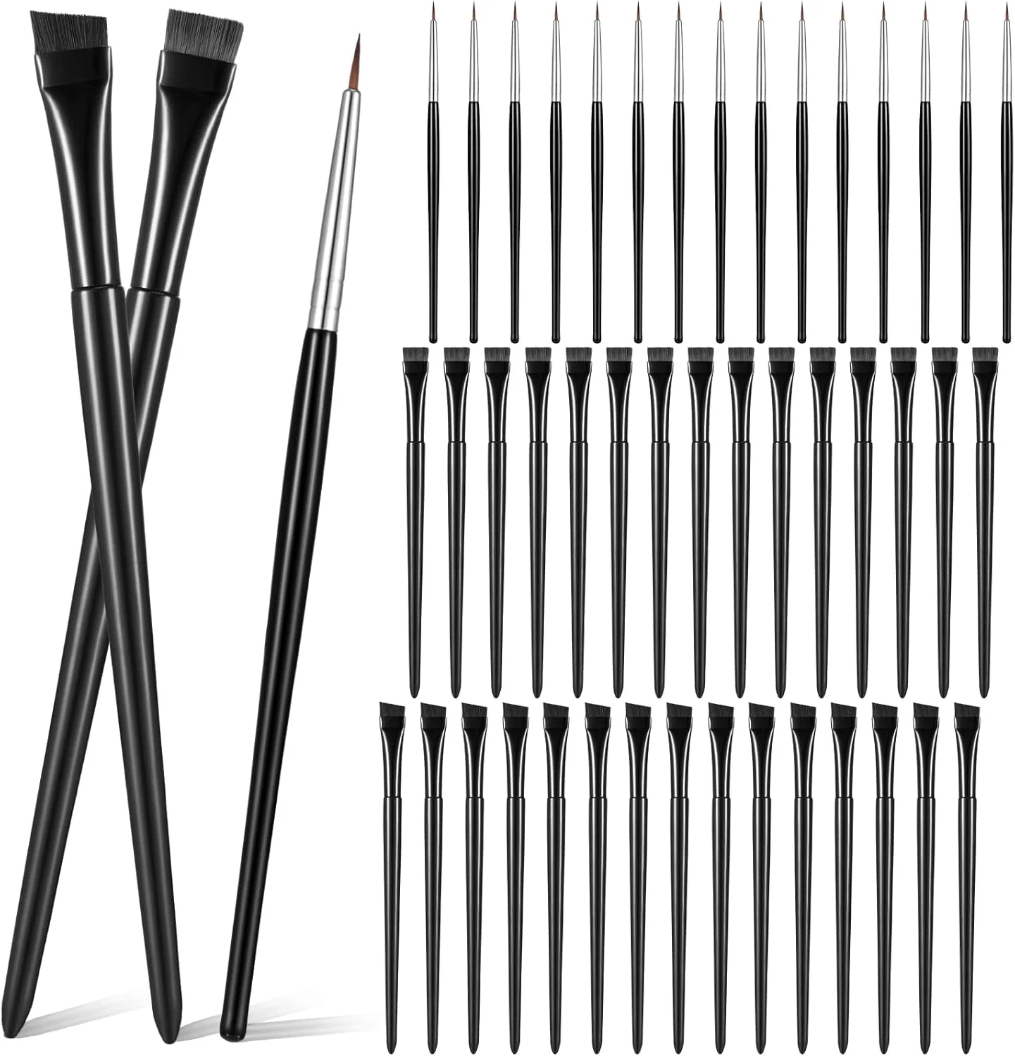 ست برس خط چشم و ابرو 45 عددی CONTEK شامل برس خط چشم تخت، برس ابرو زاویه دار، برس کانسیلر نوک تیز، ست برس های آرایشی ابزار آرایش چشم برای خط چشم و ابرو دقیق