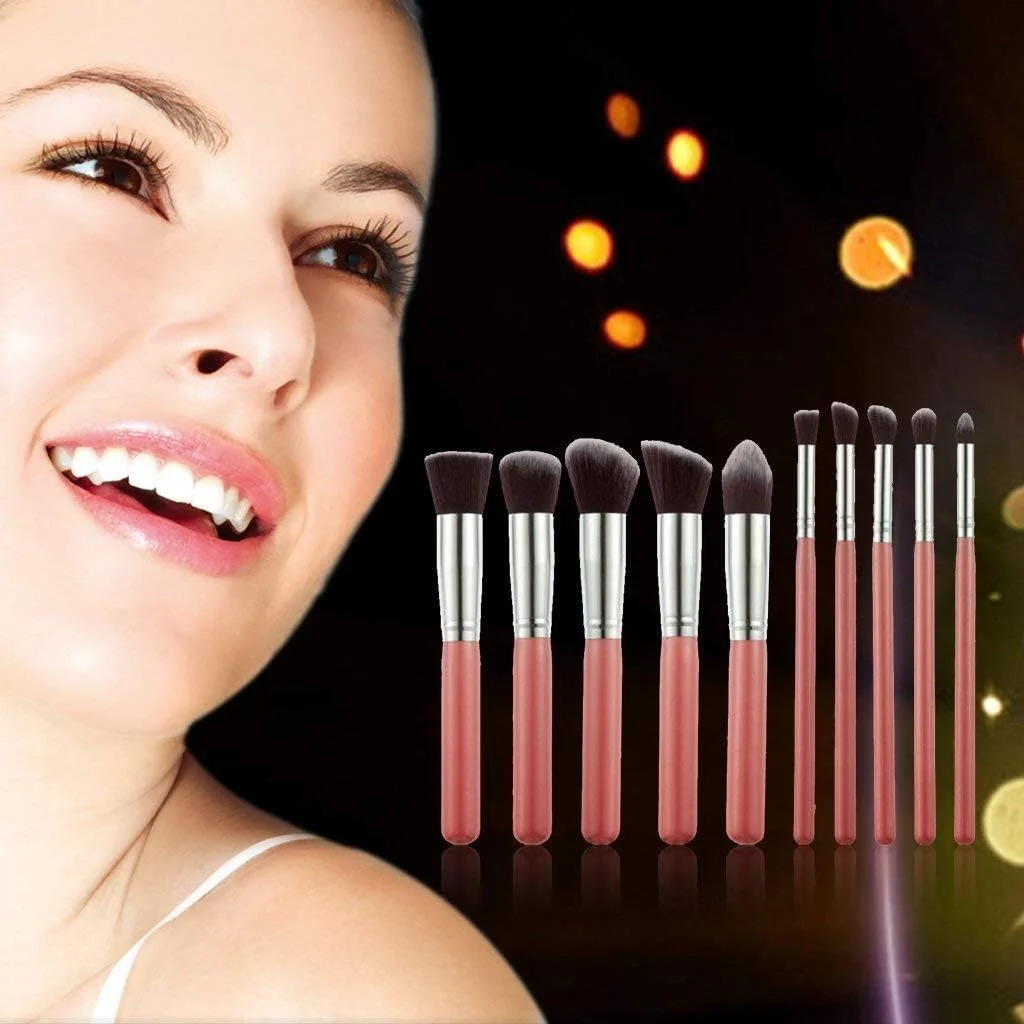 ست برس آرایشی حرفه ای 10 تکه ClubBeauty، شامل برس کرم پودر، برس پودر و برس های سایه چشم (صورتی) ست برس آرایشی حرفه ای 10 تکه ClubBeauty، شامل برس کرم پودر، برس پودر و برس های سایه چشم (صورتی)