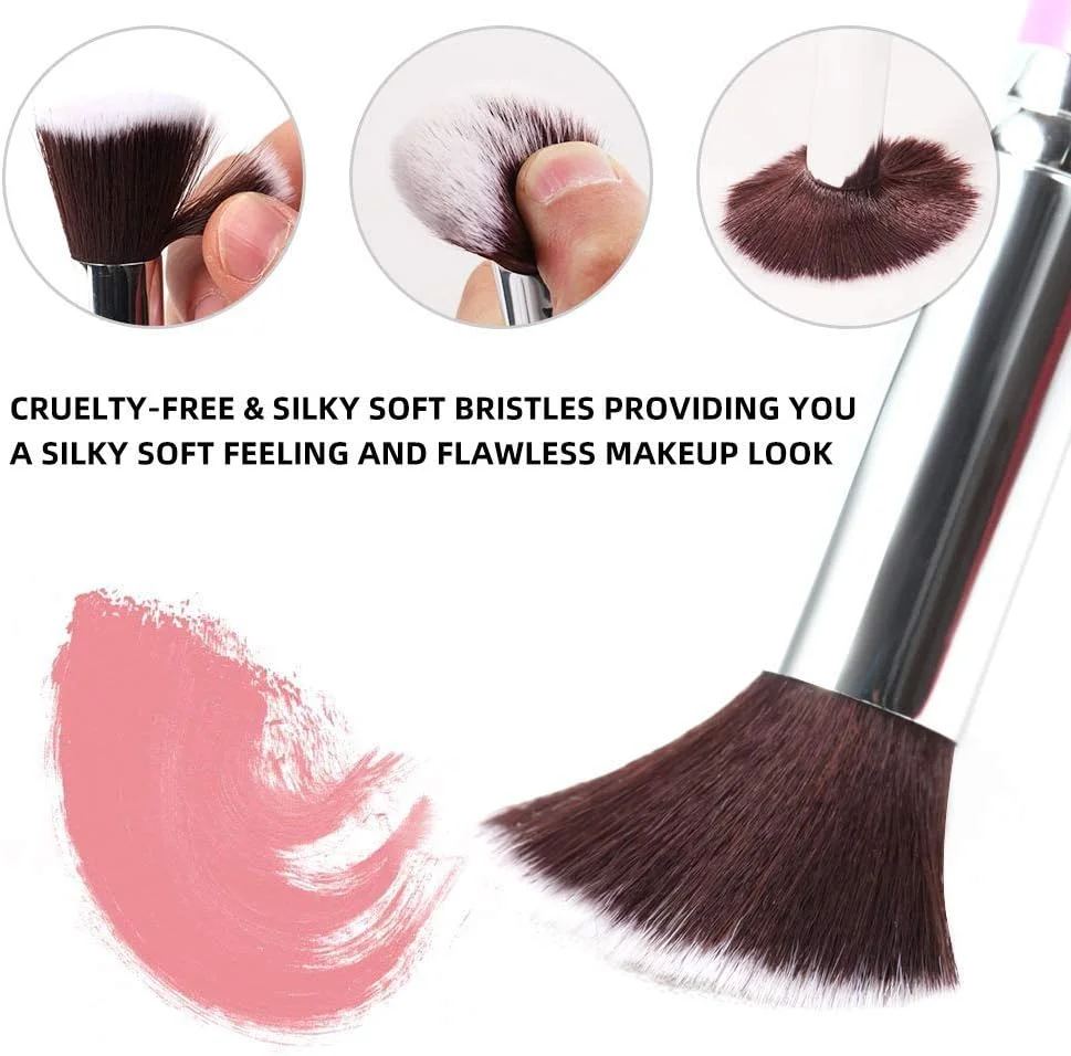 ست برس آرایشی حرفه ای 10 تکه ClubBeauty، شامل برس کرم پودر، برس پودر و برس های سایه چشم (صورتی) ست برس آرایشی حرفه ای 10 تکه ClubBeauty، شامل برس کرم پودر، برس پودر و برس های سایه چشم (صورتی)