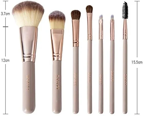 ست برس آرایشی کلاسیک زنانه، موی مصنوعی نرم، ست برس آرایشی 7 تکه (صورتی)