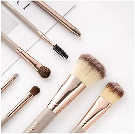 ست برس آرایشی کلاسیک زنانه، موی مصنوعی نرم، ست برس آرایشی 7 تکه (صورتی)