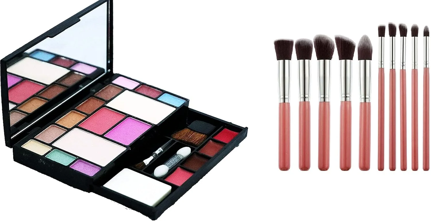 ست لوازم آرایشی ClubBeauty 6171 به همراه ست برس آرایشی حرفه ای 10 عددی با رنگ صورتی ست لوازم آرایشی ClubBeauty 6171 به همراه ست برس آرایشی حرفه ای 10 عددی با رنگ صورتی
