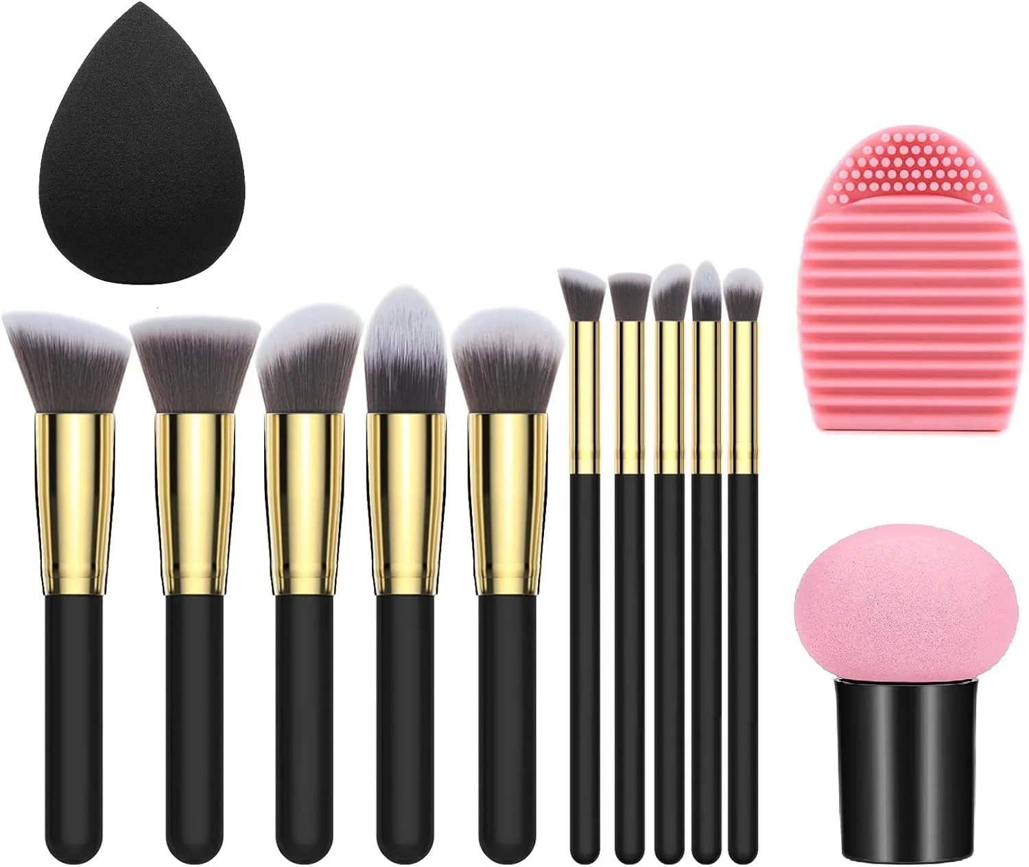 ست براش آرایشی 13 عددی ClubBeauty - شامل 10 براش حرفه ای برای کرم پودر، ترکیب، رژگونه، چشم، صورت، پودر مایع و کرمی به همراه اسفنج آرایشی قارچی، یک عدد تمیز کننده براش و یک عدد بلندر ست براش آرایشی 13 عددی ClubBeauty - شامل 10 براش حرفه ای برای کرم پودر، ترکیب، رژگونه، چشم، صورت، پودر مایع و کرمی به همراه اسفنج آرایشی قارچی، یک عدد تمیز کننده براش و یک عدد بلندر