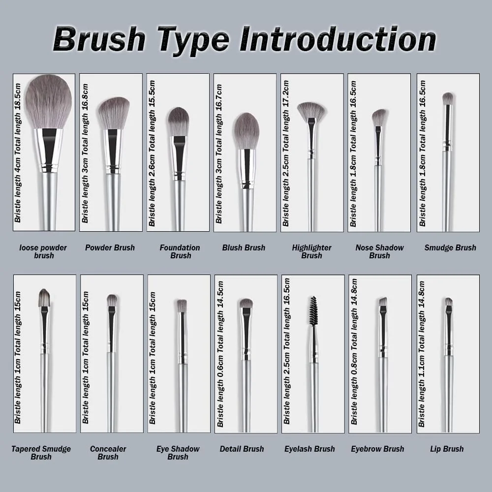 CaurGCHer ست 15 عددی برس آرایشی، برس کانسیلر چشم، برس سایه چشم مصنوعی ممتاز، برس حرفه ای فونداسیون برای کانتورینگ، کانسیلر، فونداسیون، پودر، سایه چشم، رژگونه به همراه کیف لوازم آرایشی