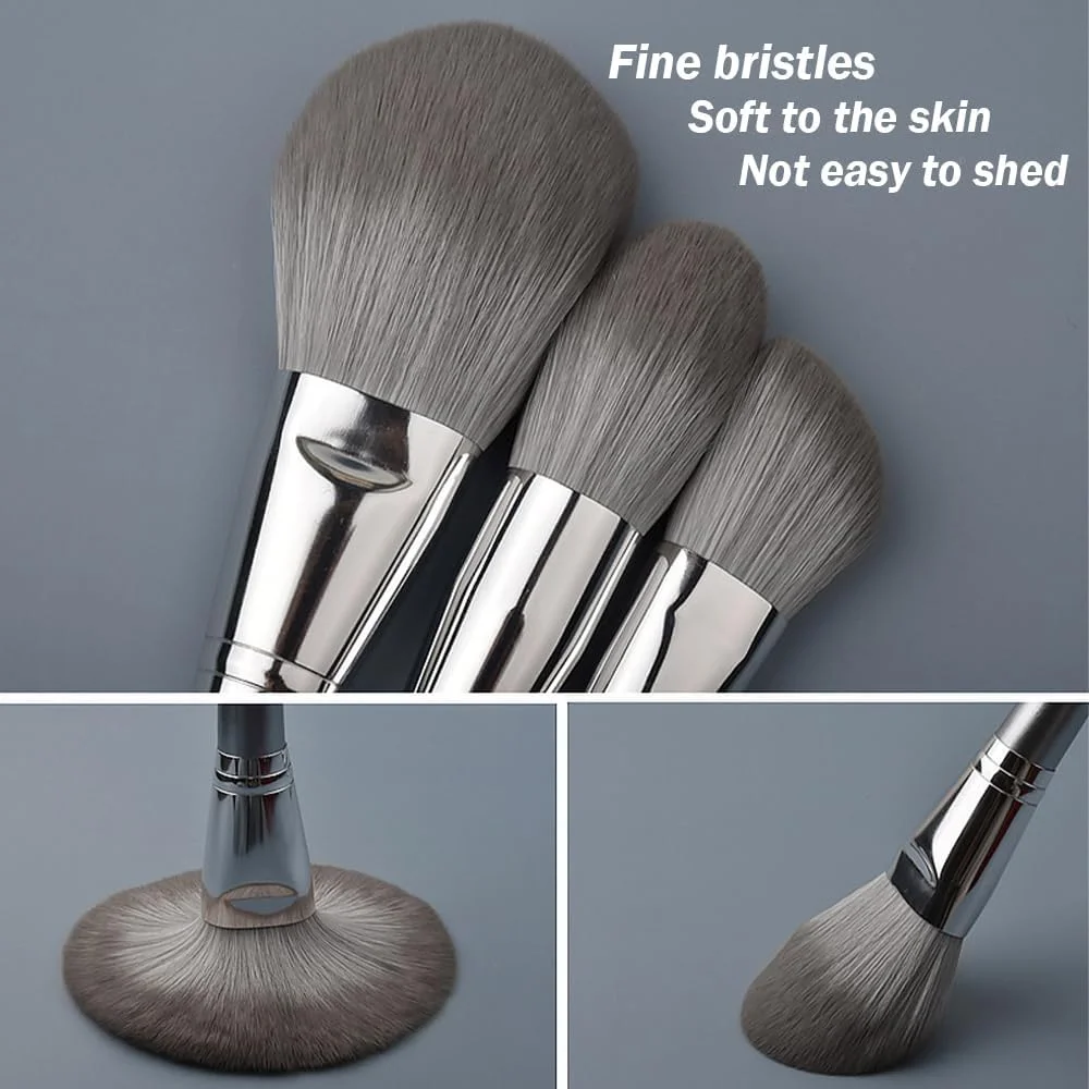 CaurGCHer ست 15 عددی برس آرایشی، برس کانسیلر چشم، برس سایه چشم مصنوعی ممتاز، برس حرفه ای فونداسیون برای کانتورینگ، کانسیلر، فونداسیون، پودر، سایه چشم، رژگونه به همراه کیف لوازم آرایشی