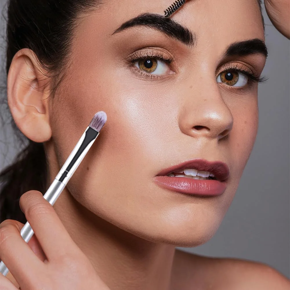 CaurGCHer ست 15 عددی برس آرایشی، برس کانسیلر چشم، برس سایه چشم مصنوعی ممتاز، برس حرفه ای فونداسیون برای کانتورینگ، کانسیلر، فونداسیون، پودر، سایه چشم، رژگونه به همراه کیف لوازم آرایشی