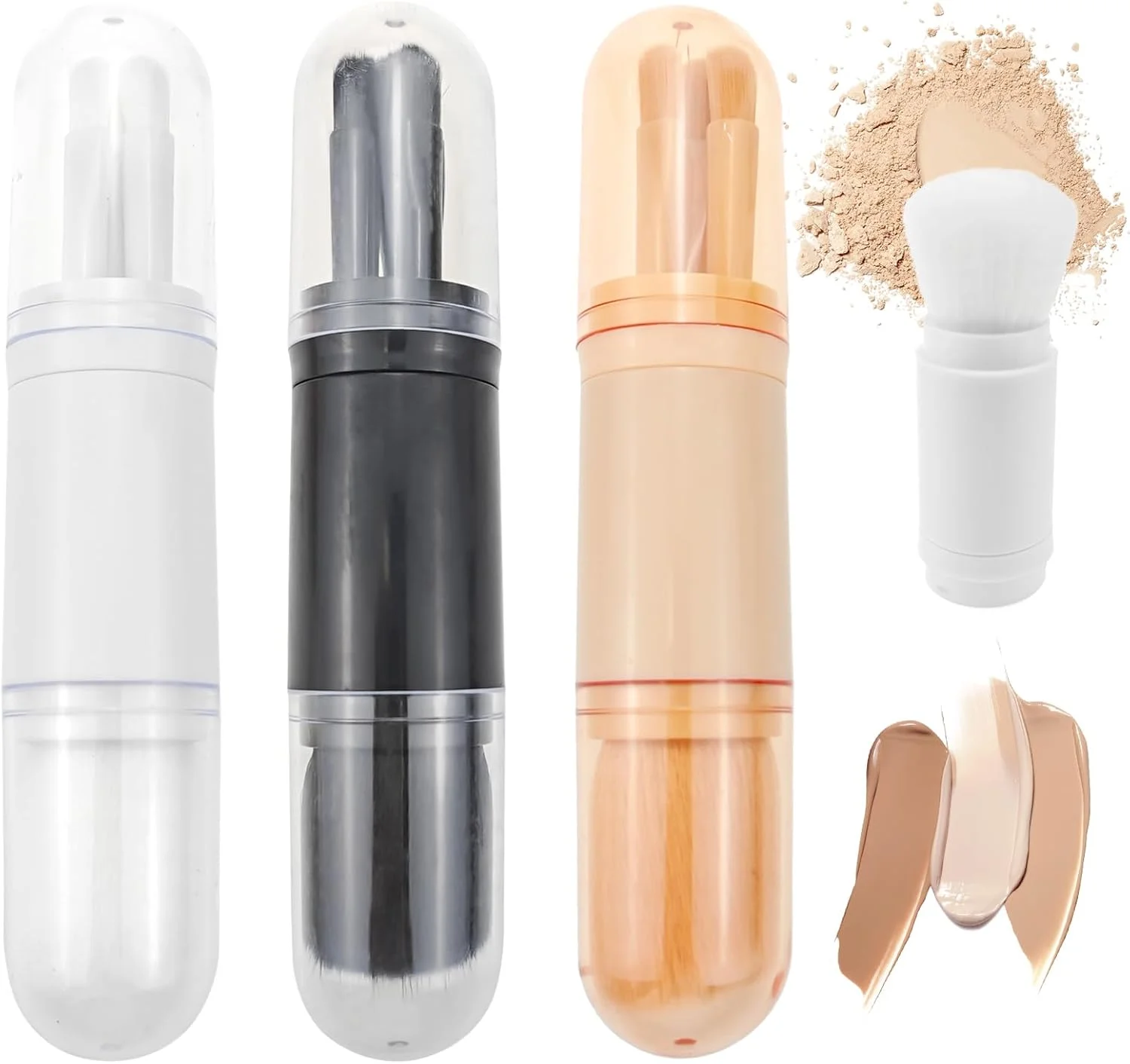 ست برس آرایشی مسافرتی Capiant، 3 عددی، 4 در 1، برس لب کوچک قابل حمل، برس فونداسیون، برس پودر ترکیبی، برس سایه چشم، برای برس آرایشی لوازم آرایشی صورت زنانه ست برس آرایشی مسافرتی Capiant، 3 عددی، 4 در 1، برس لب کوچک قابل حمل، برس فونداسیون، برس پودر ترکیبی، برس سایه چشم، برای برس آرایشی لوازم آرایشی صورت زنانه