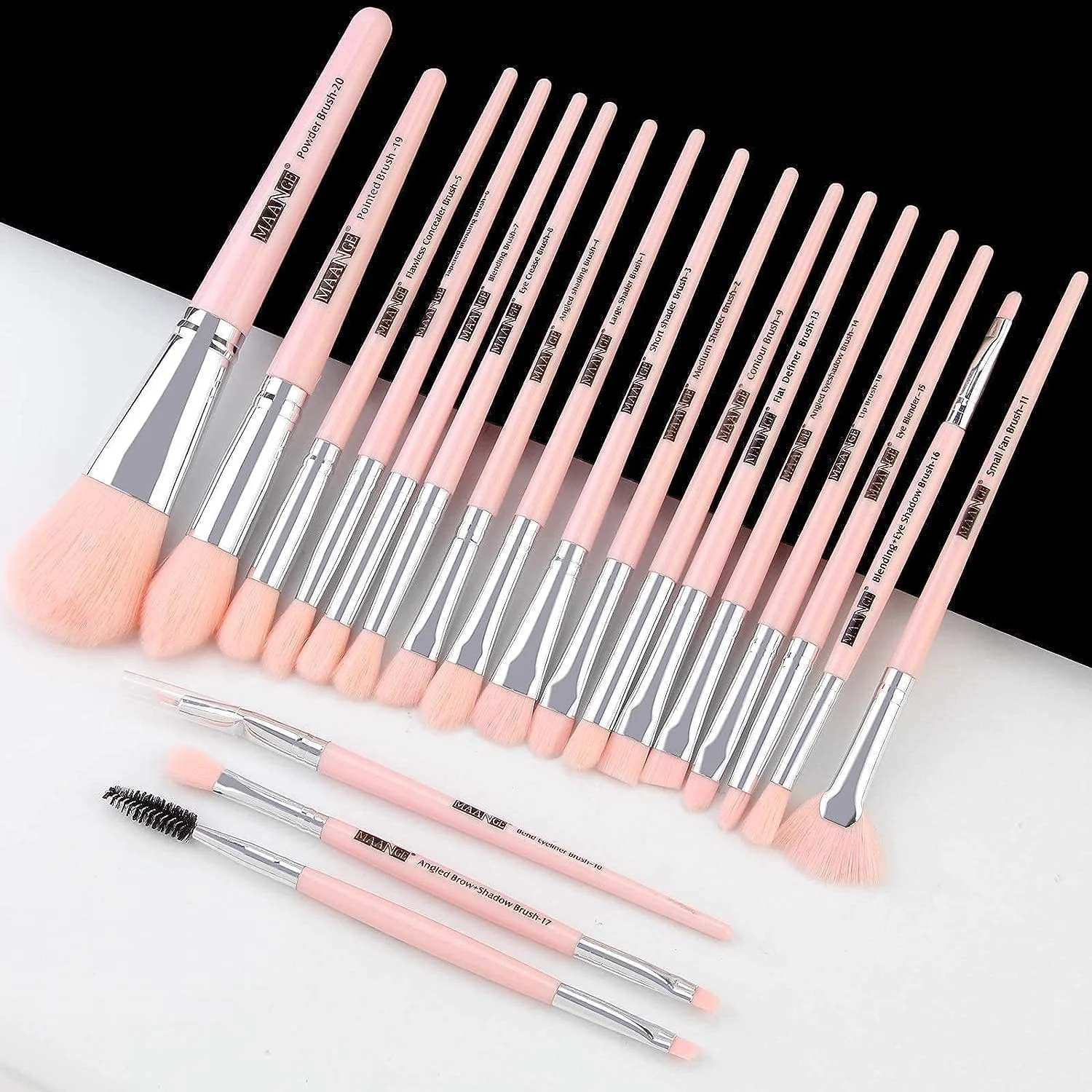 ست 20 عددی برس آرایشی حرفه ای CARAPACE، شامل برس های کرم پودر، سایه چشم، رژگونه، برس مسافرتی کابوکی، برس های ترکیب کننده کانسیلر، پودر صورت و ست برس های آرایش چشم (صورتی) ست 20 عددی برس آرایشی حرفه ای CARAPACE، شامل برس های کرم پودر، سایه چشم، رژگونه، برس مسافرتی کابوکی، برس های ترکیب کننده کانسیلر، پودر صورت و ست برس های آرایش چشم (صورتی)