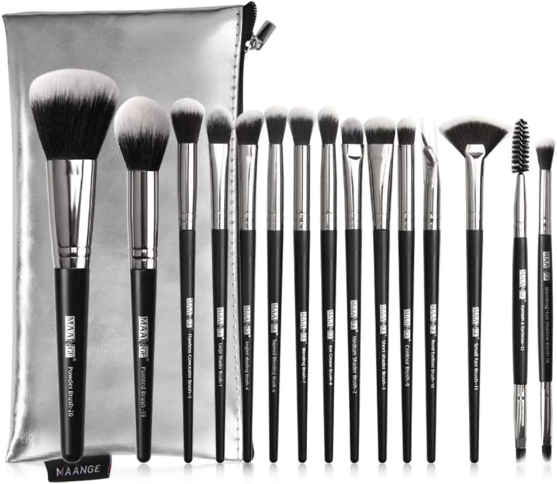 ست برس آرایشی 15 عددی کالا، برس چند منظوره پودر، سایه چشم، برس آرایشی با کیف چرمی PU قابل حمل، ابزار زیبایی ست برس آرایشی 15 عددی کالا، برس چند منظوره پودر، سایه چشم، برس آرایشی با کیف چرمی PU قابل حمل، ابزار زیبایی