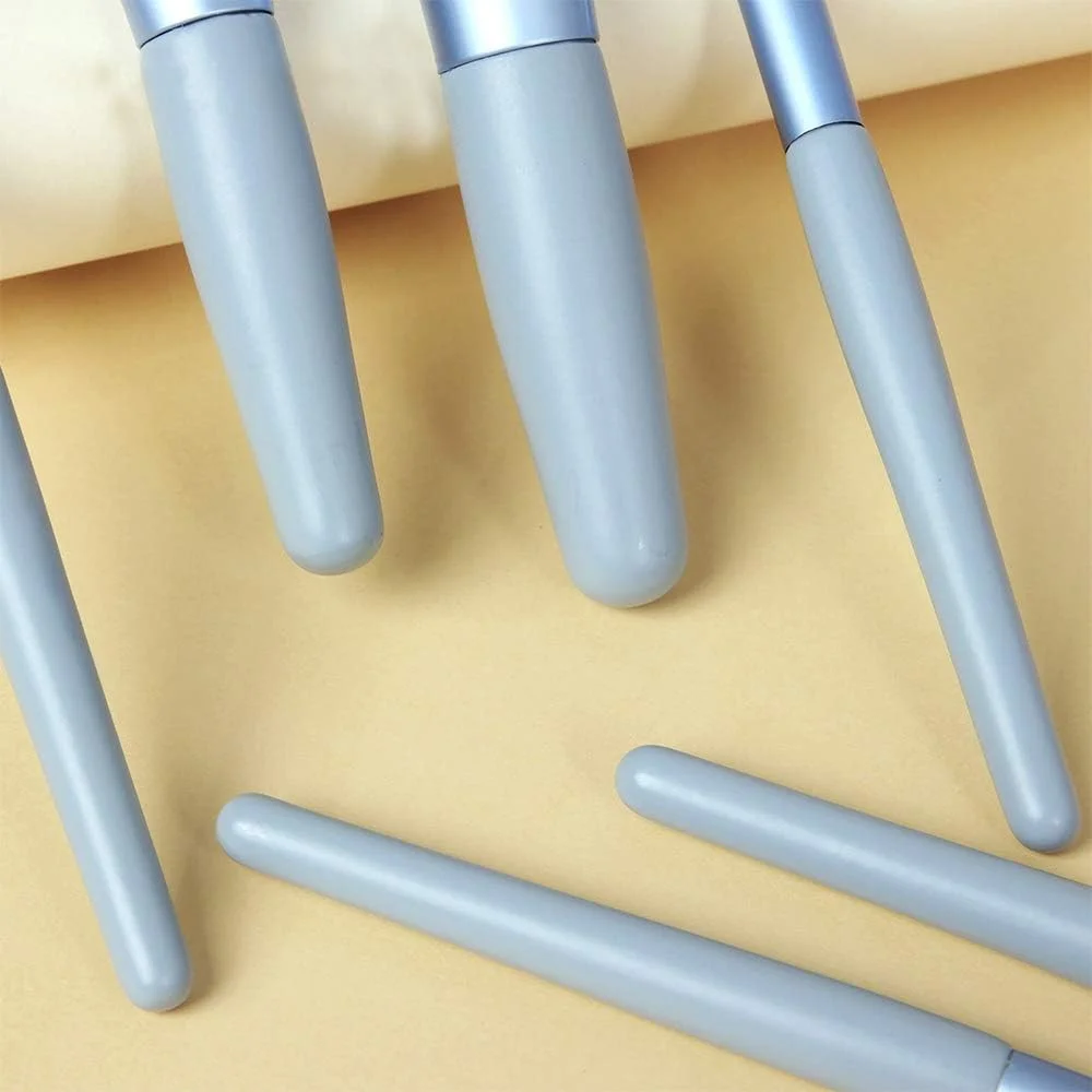 ست برس آرایشی 8 عددی Caithly، برس کرم پودر مصنوعی ممتاز، برس ترکیبی، پودر صورت، رژگونه، کانسیلر، سایه چشم، ست برس آرایشی با دسته چوبی قابل حمل (آبی)