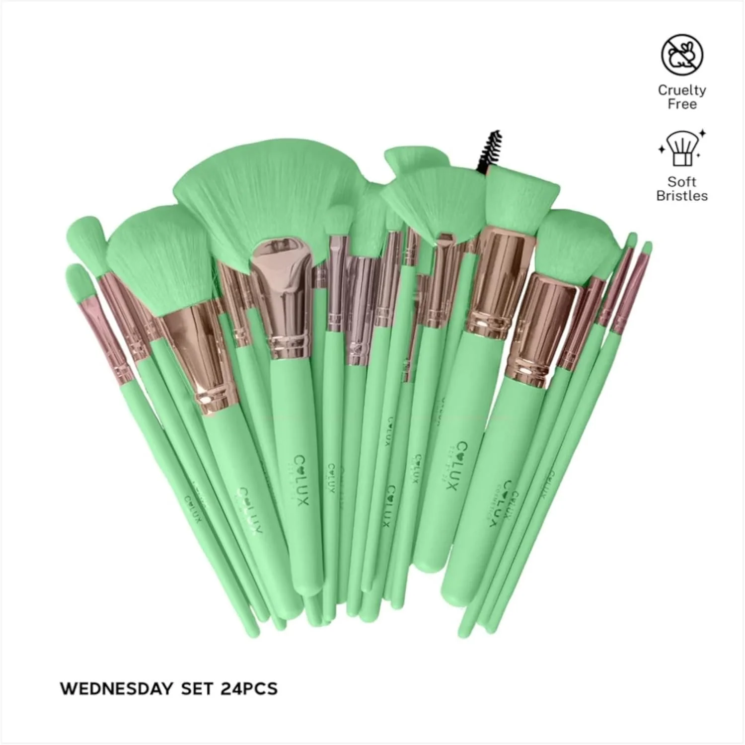 ست برس آرایشی 24 عددی C-LUX Wednesday – موهای نرم مصنوعی، بدون تست حیوانی، برس کامل صورت و چشم برای کرم پودر، رژگونه، کانتور و ترکیب – شیک و بادوام
