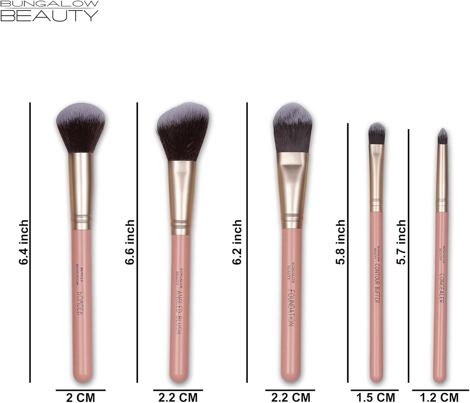 ست برس آرایشی ممتاز BUNGALOW BEAUTY، ست 5 عددی صورت، شامل برس رژگونه زاویه دار، کرم پودر، کانتور بافر، کانسیلر، ست 5 تکه با قابلیت نگهداری آسان و استفاده دقیق برای صورت ست برس آرایشی ممتاز BUNGALOW BEAUTY، ست 5 عددی صورت، شامل برس رژگونه زاویه دار، کرم پودر، کانتور بافر، کانسیلر، ست 5 تکه با قابلیت نگهداری آسان و استفاده دقیق برای صورت