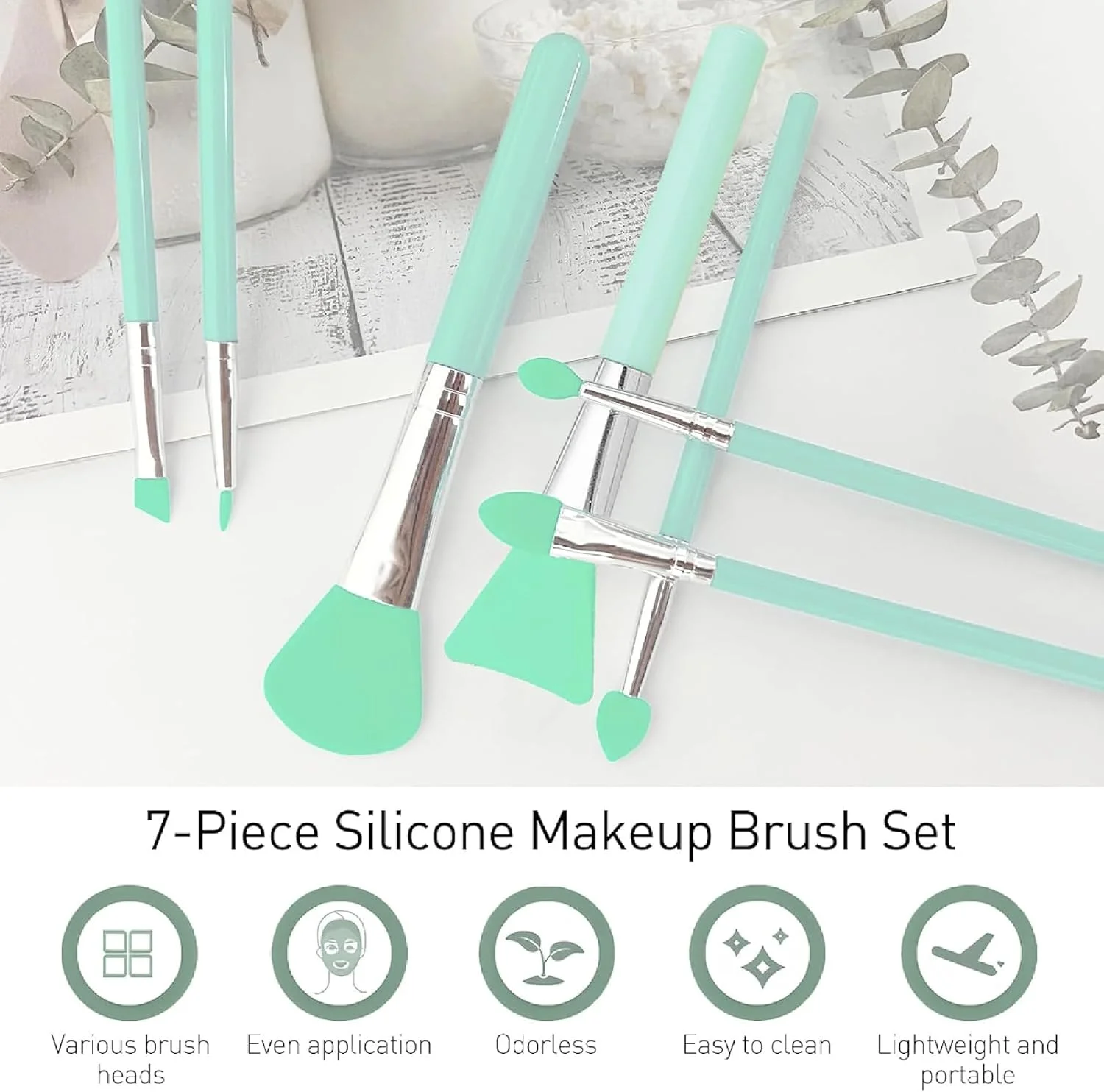 ست برس آرایشی سیلیکونی 7 تکه BURRDOFF (همراه با کیف چرمی). اپلیکاتور برای ماسک صورت، خط چشم، ابرو، سایه چشم، محصولات آرایشی کرمی، آرایش لب و رزین UV اپوکسی هنر و صنایع دستی (نعنایی) ست برس آرایشی سیلیکونی 7 تکه BURRDOFF (همراه با کیف چرمی). اپلیکاتور برای ماسک صورت، خط چشم، ابرو، سایه چشم، محصولات آرایشی کرمی، آرایش لب و رزین UV اپوکسی هنر و صنایع دستی (نعنایی)