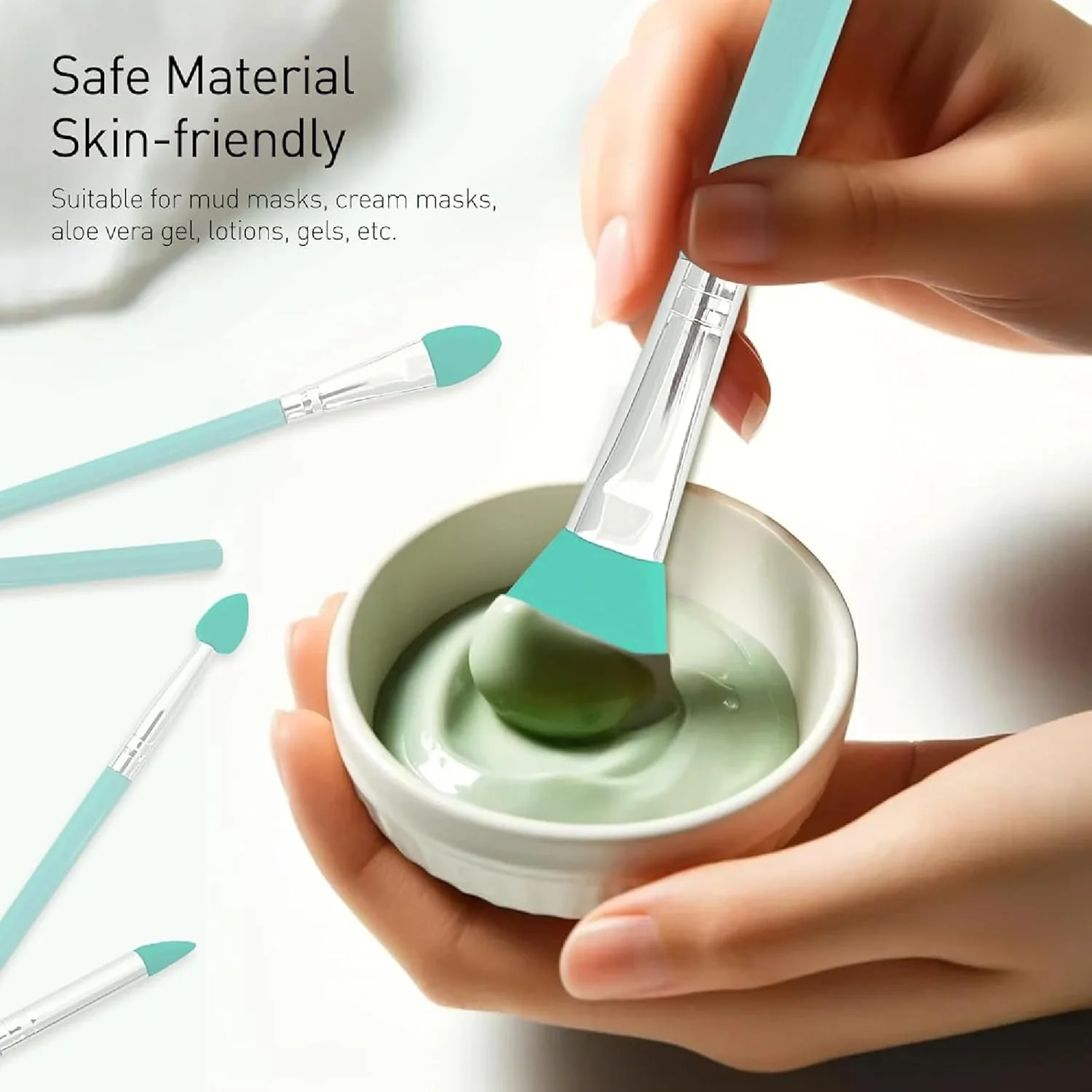 ست برس آرایشی سیلیکونی 7 تکه BURRDOFF (همراه با کیف چرمی). اپلیکاتور برای ماسک صورت، خط چشم، ابرو، سایه چشم، محصولات آرایشی کرمی، آرایش لب و رزین UV اپوکسی هنر و صنایع دستی (نعنایی) ست برس آرایشی سیلیکونی 7 تکه BURRDOFF (همراه با کیف چرمی). اپلیکاتور برای ماسک صورت، خط چشم، ابرو، سایه چشم، محصولات آرایشی کرمی، آرایش لب و رزین UV اپوکسی هنر و صنایع دستی (نعنایی)