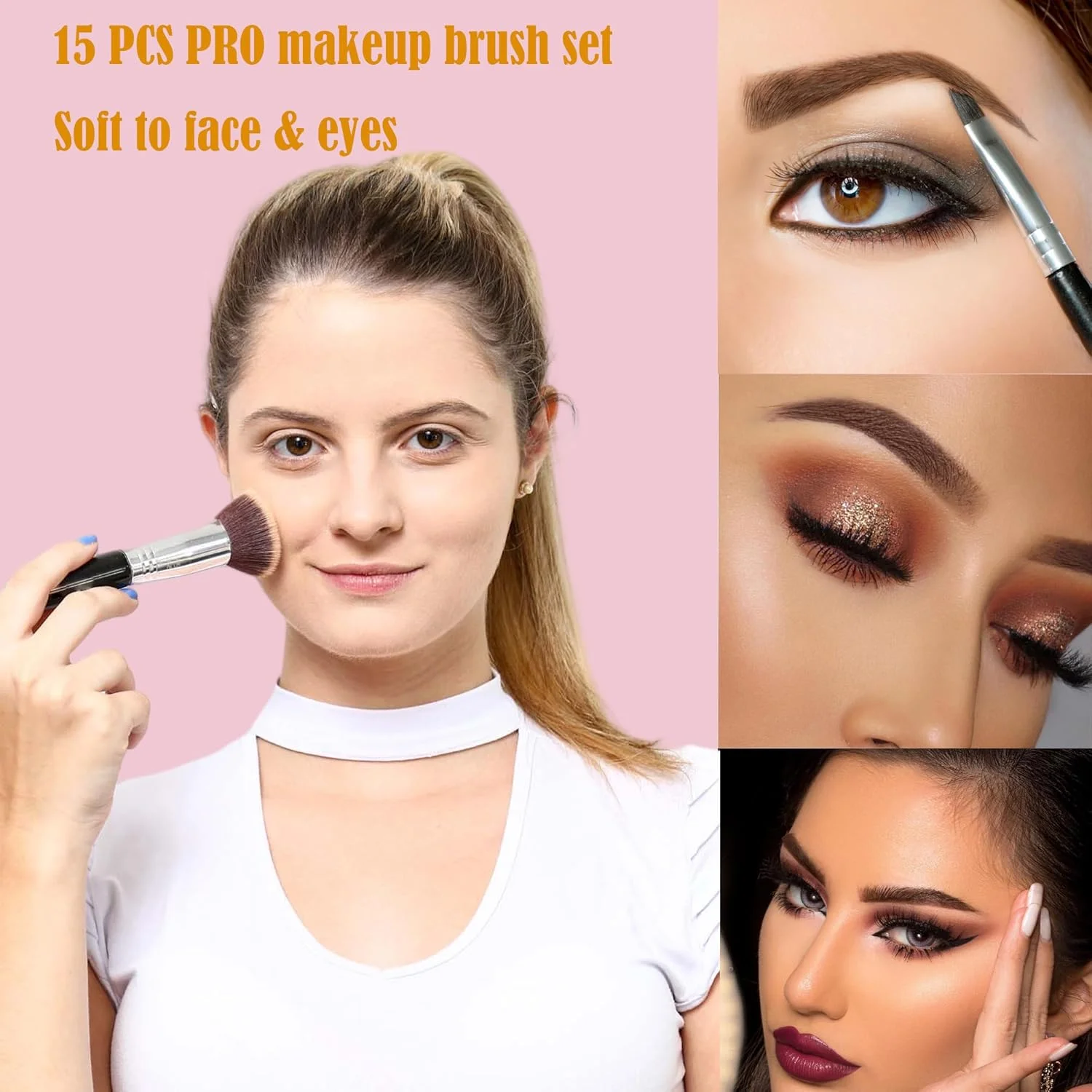 ست برس آرایشی BUTIYO، 15 عدد برس مصنوعی برای کرم پودر، کانسیلر، سایه چشم، رژگونه، ابرو با رنگ مشکی (15 عددی) FB029 ست برس آرایشی BUTIYO، 15 عدد برس مصنوعی برای کرم پودر، کانسیلر، سایه چشم، رژگونه، ابرو با رنگ مشکی (15 عددی) FB029