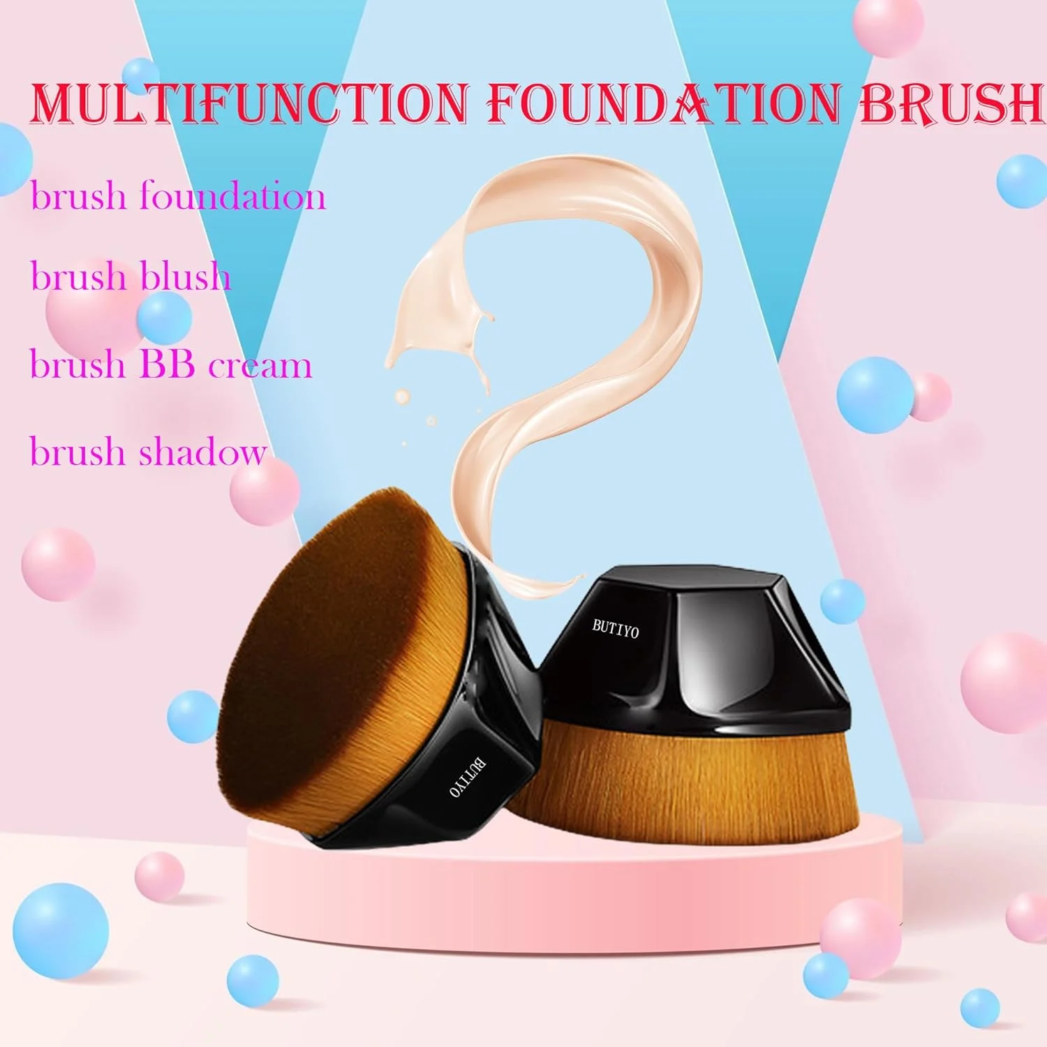 براش کرم پودر BUTIYO، براش کابوکی بی نقص برای کرم پودر مایع، ست براش آرایشی، آرایش نرم و مصنوعی برای زنان (1 عدد مشکی) FB001 براش کرم پودر BUTIYO، براش کابوکی بی نقص برای کرم پودر مایع، ست براش آرایشی، آرایش نرم و مصنوعی برای زنان (1 عدد مشکی) FB001
