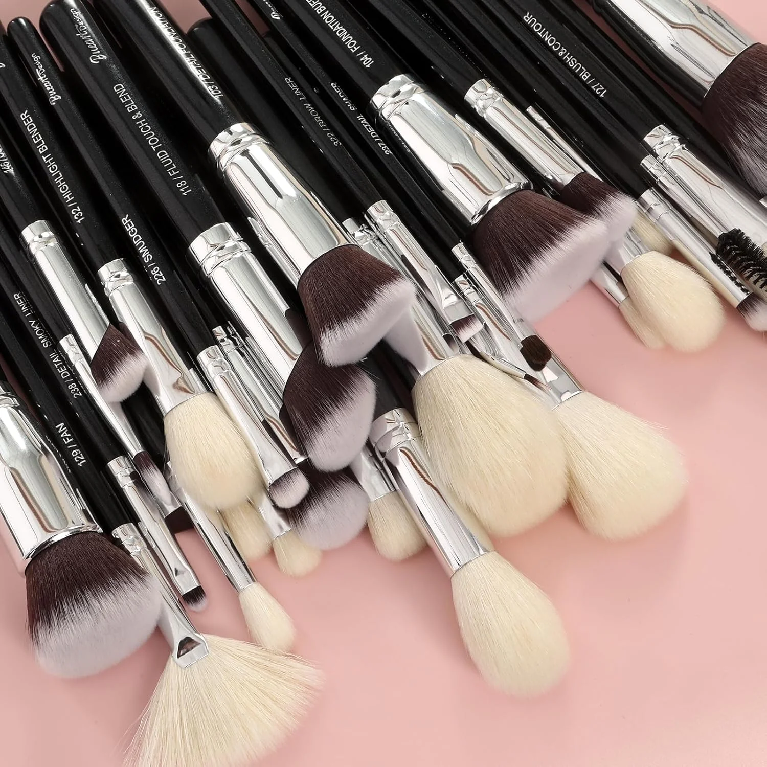 ست برس آرایشی حرفه ای Bueart Design Pro، 32 تکه، موی بز و اسب لوکس، مجموعه برس آرایشی چشم و صورت برای هر امکانی