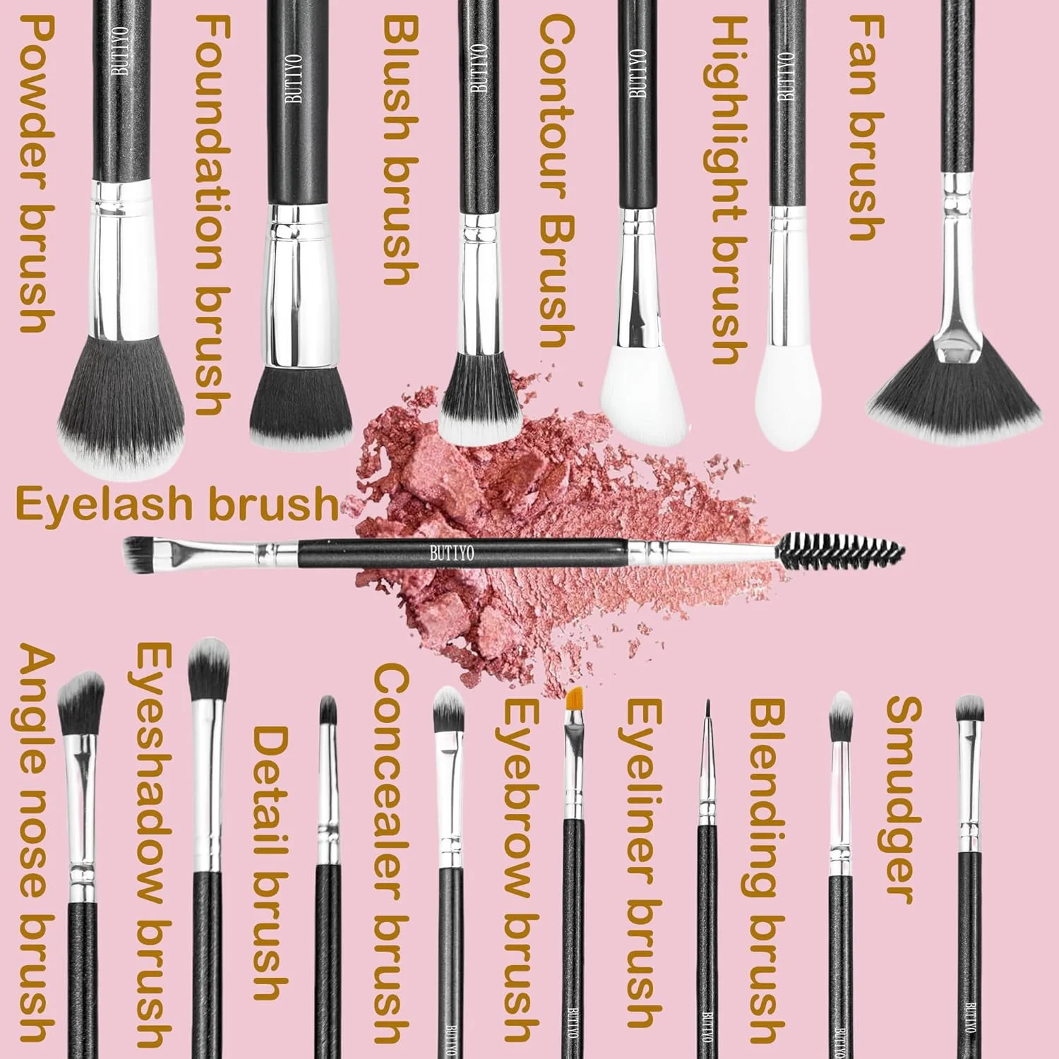 ست برس آرایشی BUTIYO، 15 عدد برس مصنوعی برای کرم پودر، کانسیلر، سایه چشم، رژگونه، ابرو با رنگ مشکی (15 عددی) FB029 ست برس آرایشی BUTIYO، 15 عدد برس مصنوعی برای کرم پودر، کانسیلر، سایه چشم، رژگونه، ابرو با رنگ مشکی (15 عددی) FB029
