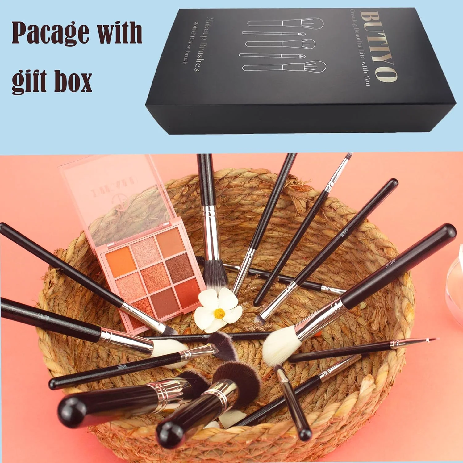 ست برس آرایشی BUTIYO، 15 عدد برس مصنوعی برای کرم پودر، کانسیلر، سایه چشم، رژگونه، ابرو با رنگ مشکی (15 عددی) FB029 ست برس آرایشی BUTIYO، 15 عدد برس مصنوعی برای کرم پودر، کانسیلر، سایه چشم، رژگونه، ابرو با رنگ مشکی (15 عددی) FB029