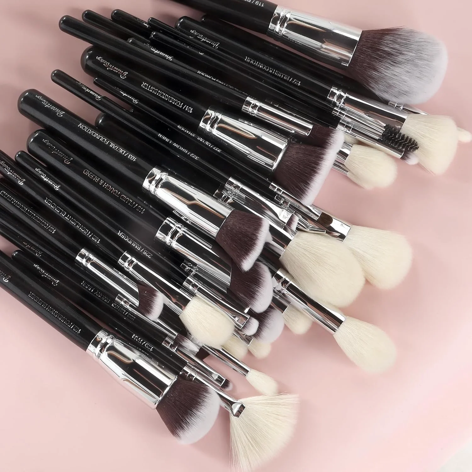 ست برس آرایشی حرفه ای Bueart Design Pro، 32 تکه، موی بز و اسب لوکس، مجموعه برس آرایشی چشم و صورت برای هر امکانی