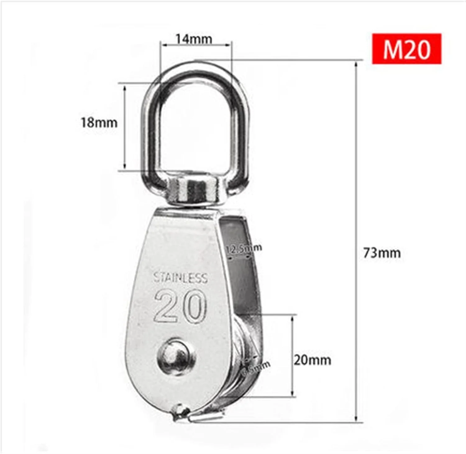 قرقره استیل SEMOOR، قرقره تک چرخ گردان، مجموعه قرقره طناب بالابر، ابزارهای چرخ بالابر (سایز: M15)